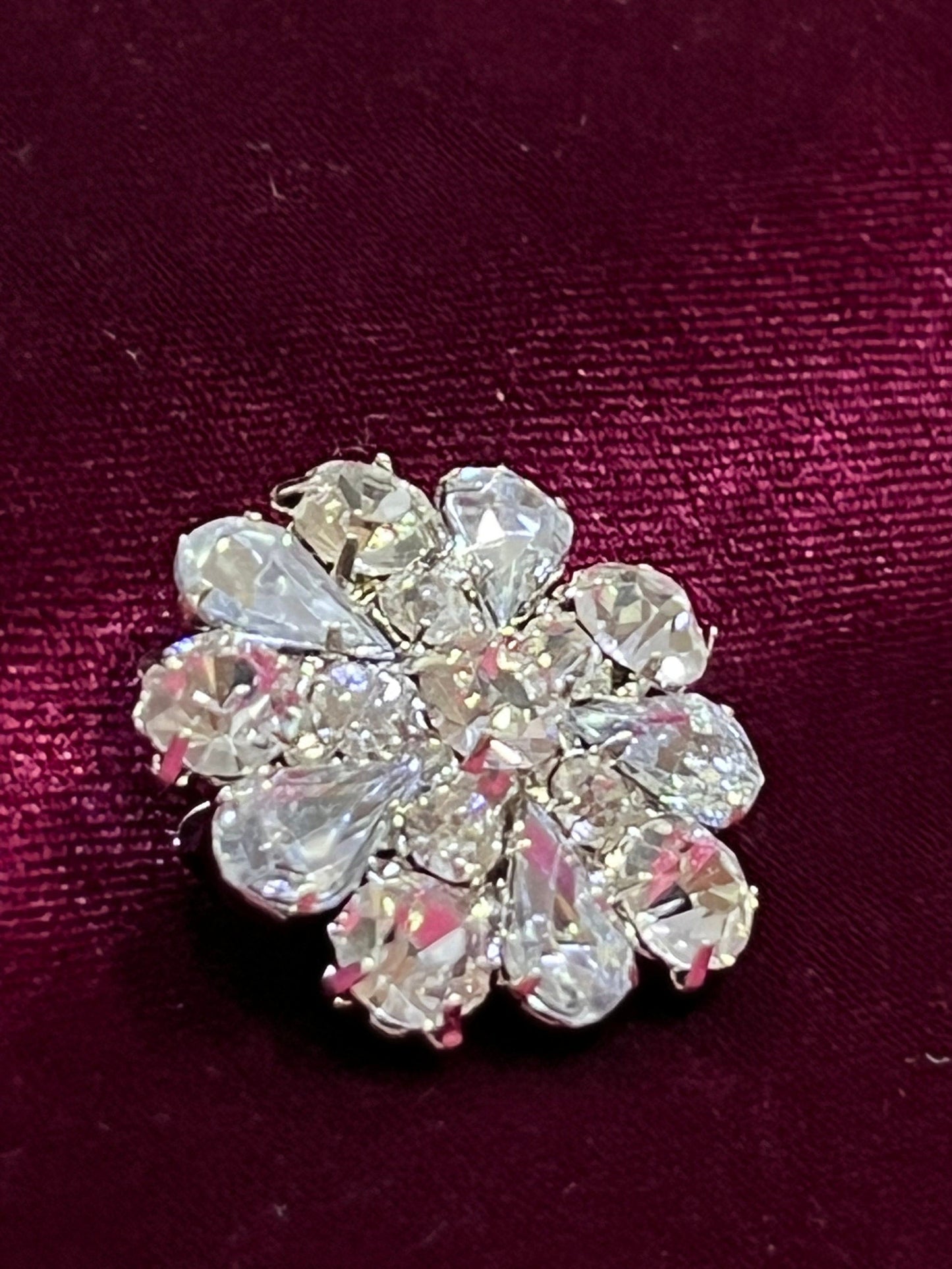 Diamante Flower Brooch, 2.7cm, Jewel, brooch, diamanté brooch, silver brooch, Flower brooch, Rhinestone brooch