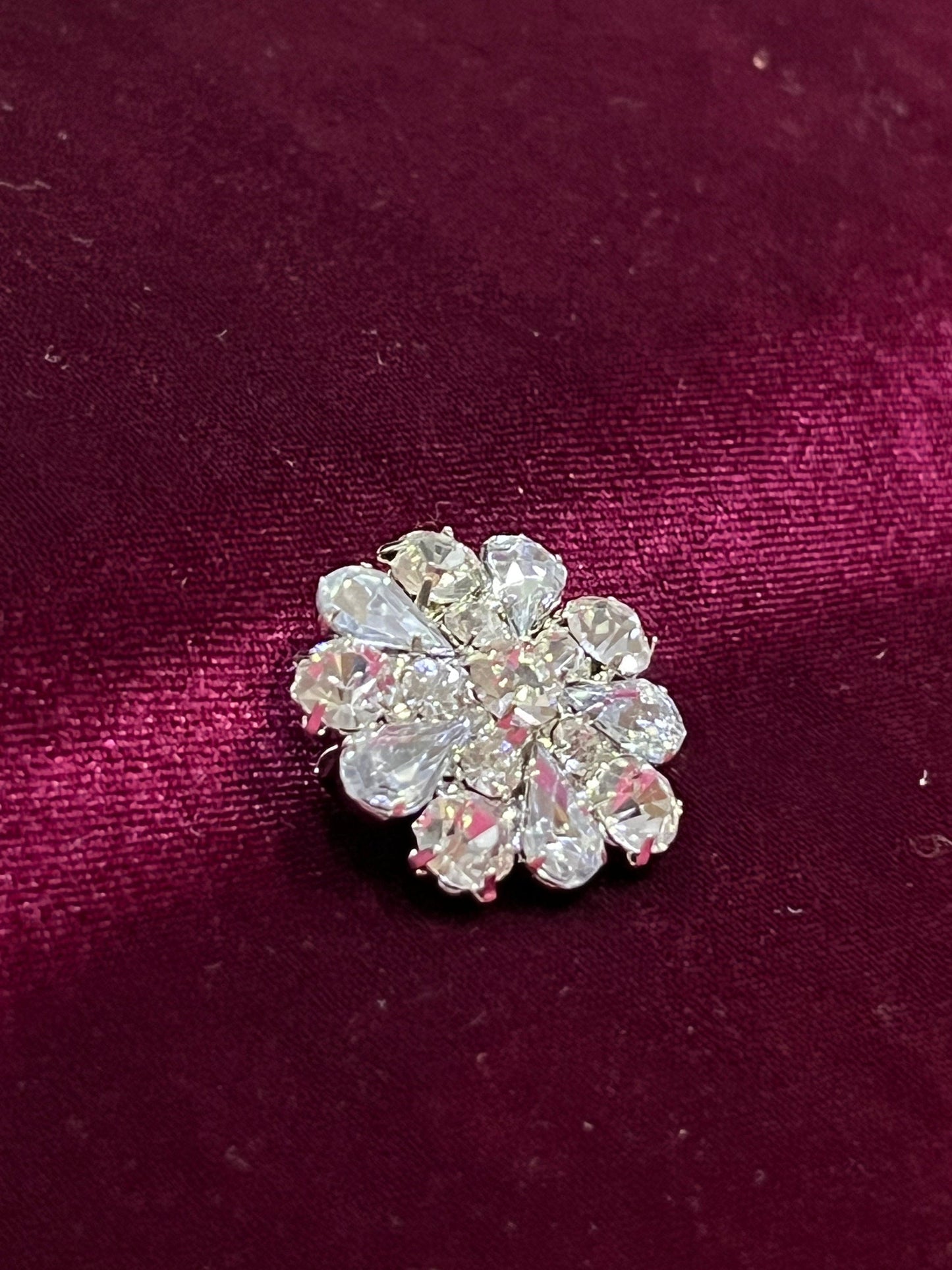 Diamante Flower Brooch, 2.7cm, Jewel, brooch, diamanté brooch, silver brooch, Flower brooch, Rhinestone brooch