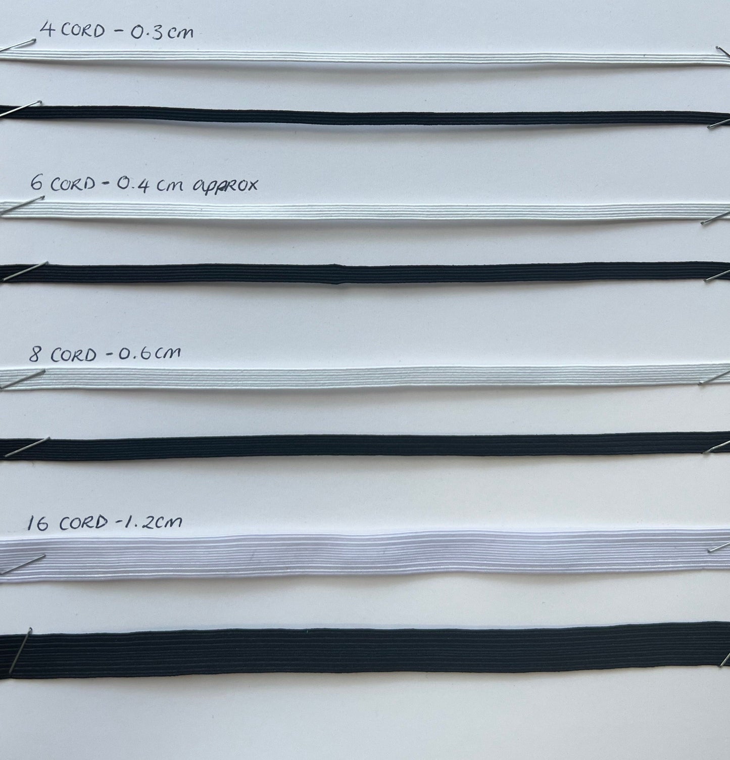 Flat Elasticated Tape, Elastic Tape, Black or White, elastic, garment elastic, Elasticated Tape, elastic, dress making, braided elastic