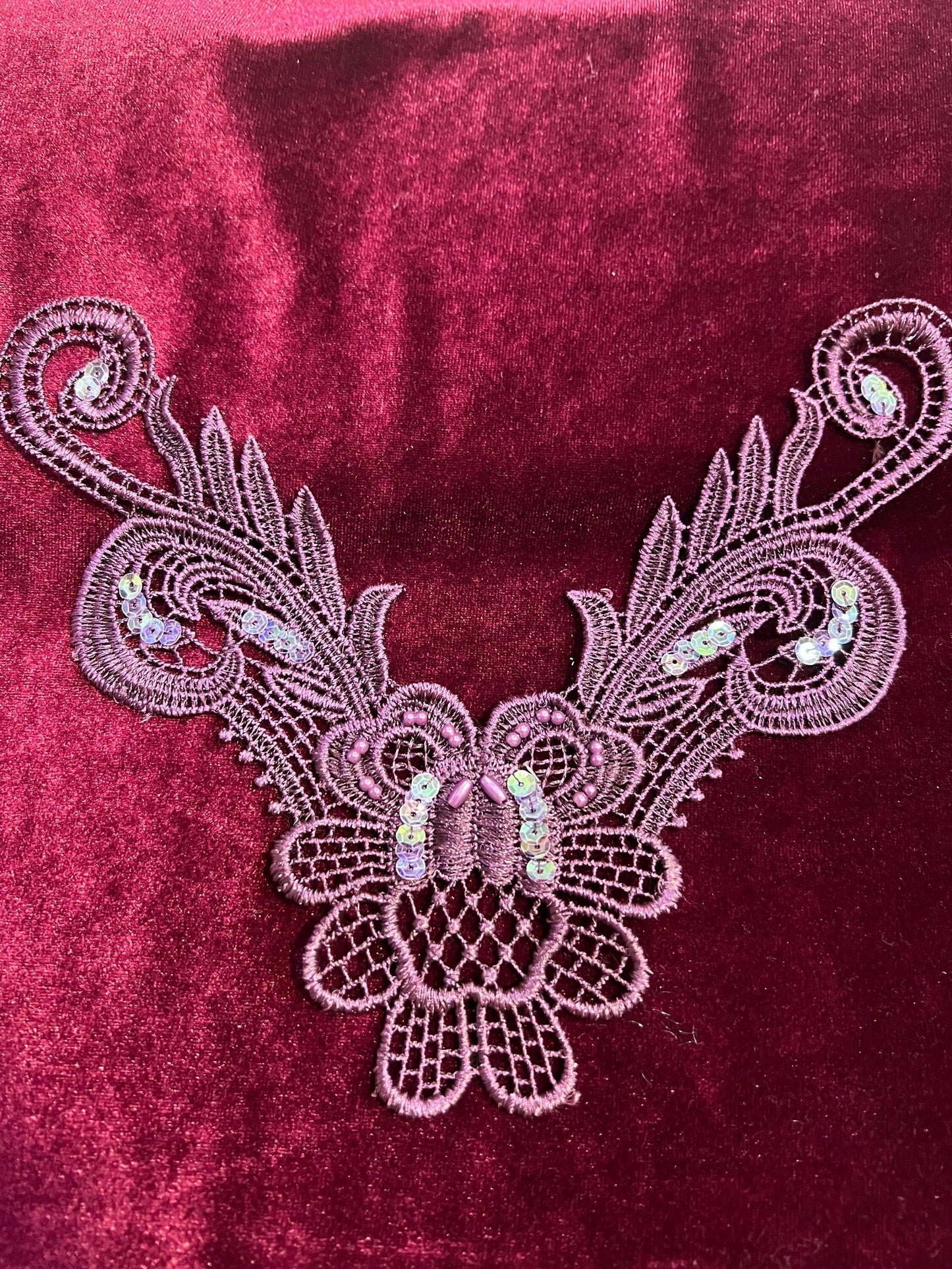 Beautiful Embroidered Sequin Lace Applique, Round Neck, trim, appliqué, sequin appliqué, Embroidered Appliqué, Bridal