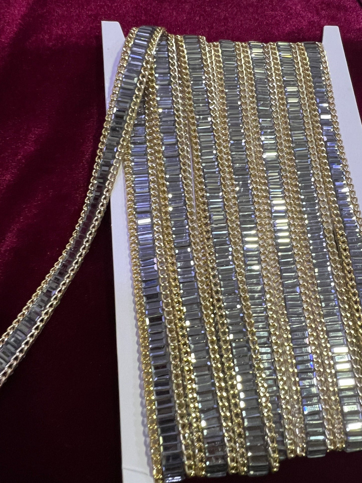 Rhinestone Chain Trim, Rhinestone Ribbon for Bridal, Sash Diamante Wedding, Belt, Jewel iron on, Bag, Craft, jewel trim, diamanté iron on
