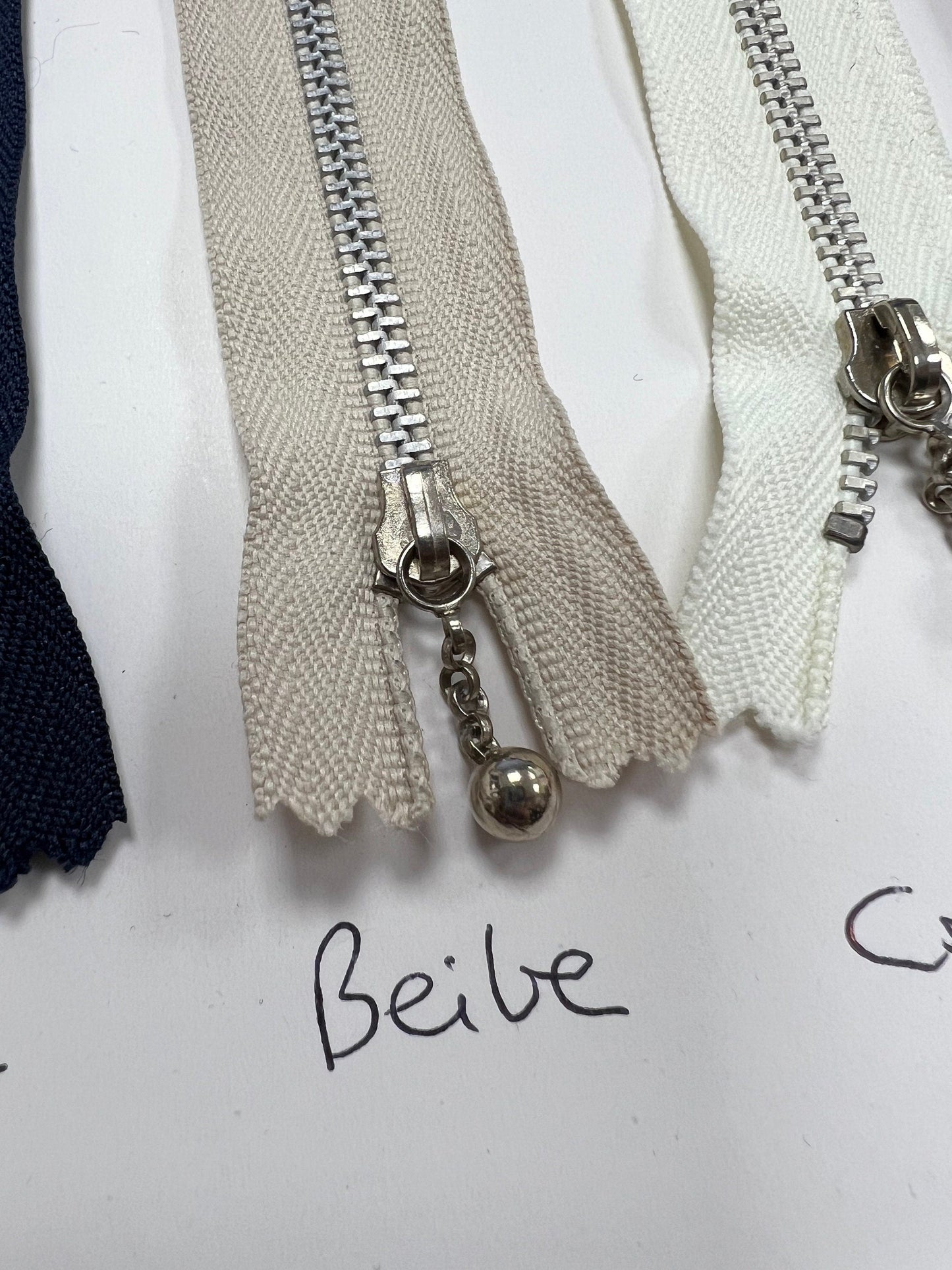 6'' YKK Metal Closed End Zip, Cream Zip, navy Zip, YKK Zip, Metal Zip, 6'' Zip, Closed End Zip, Coloured Zip, Dress Zip, Bag Zip, Jacket