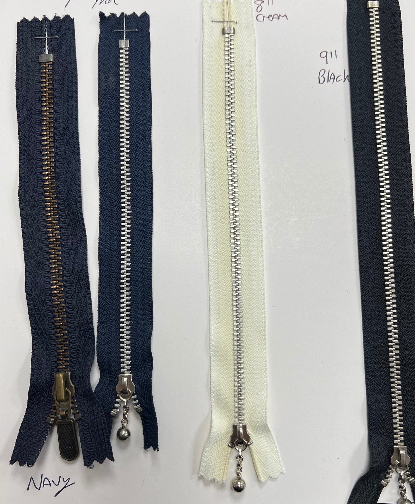 7'' 8'' 9'' YKK Metal Closed End Zip, YKK Zip, Metal Zip, 7'' Zip, Closed End Zip, Coloured Zip, Dress Zip, Bag Zip, Ball Chain Zip, Zip