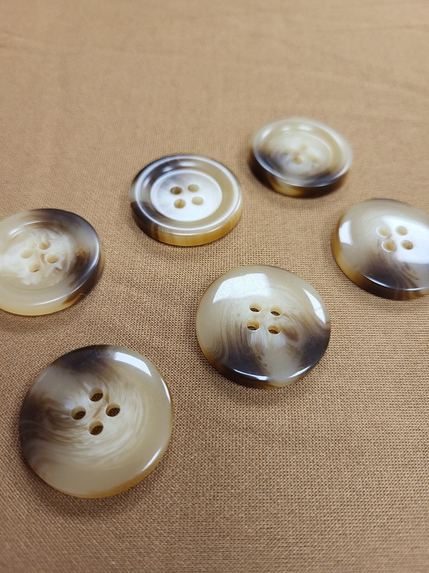 Horn buttons, 4 holes, 40L (25mm). coat button, buttons, marble buttons, mock horn button, jacket buttons, 4 hole button, brown button,