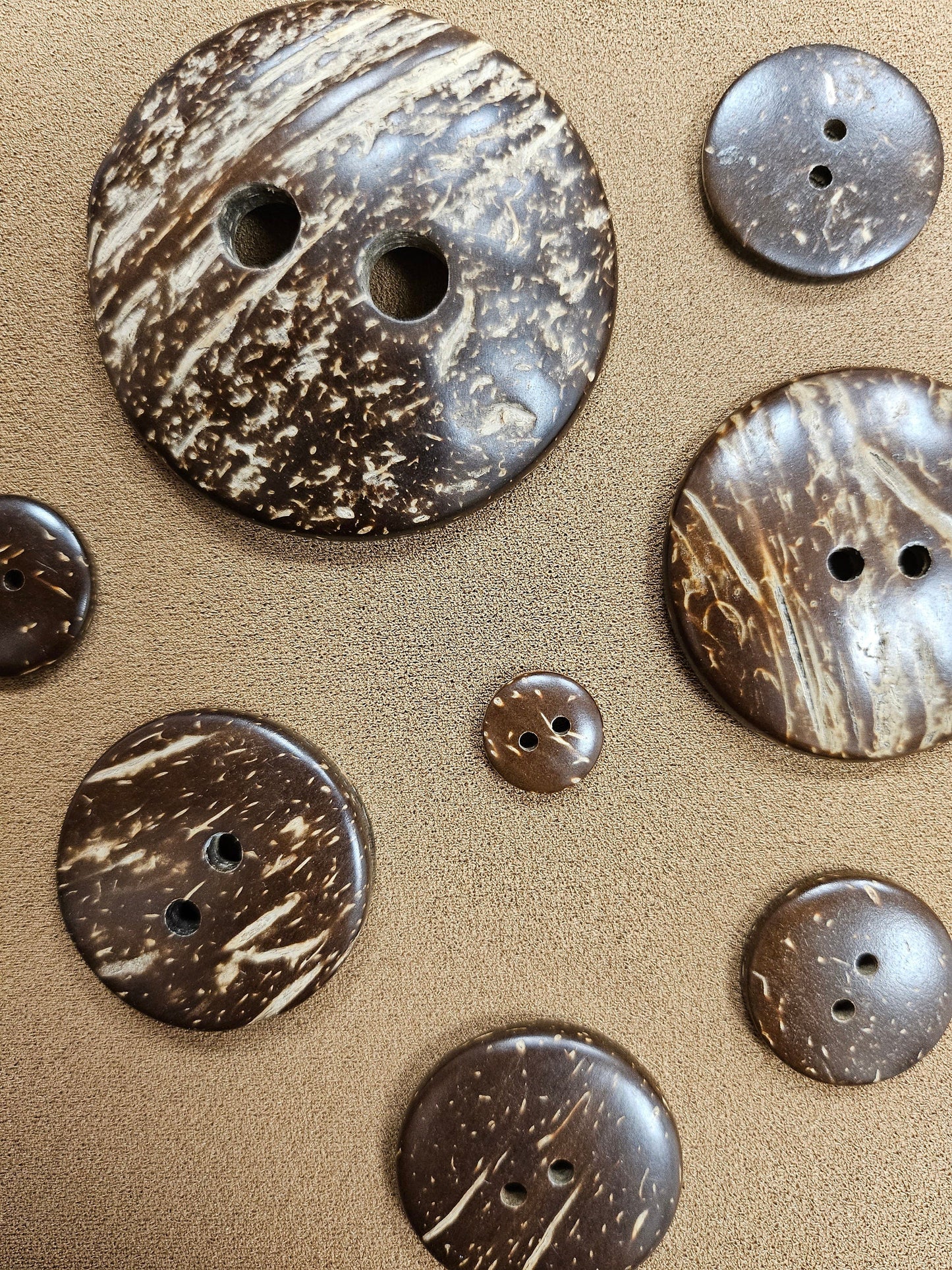 Coconut shell button, Natural coconut button, Two hole button, 12.5mm-50mm