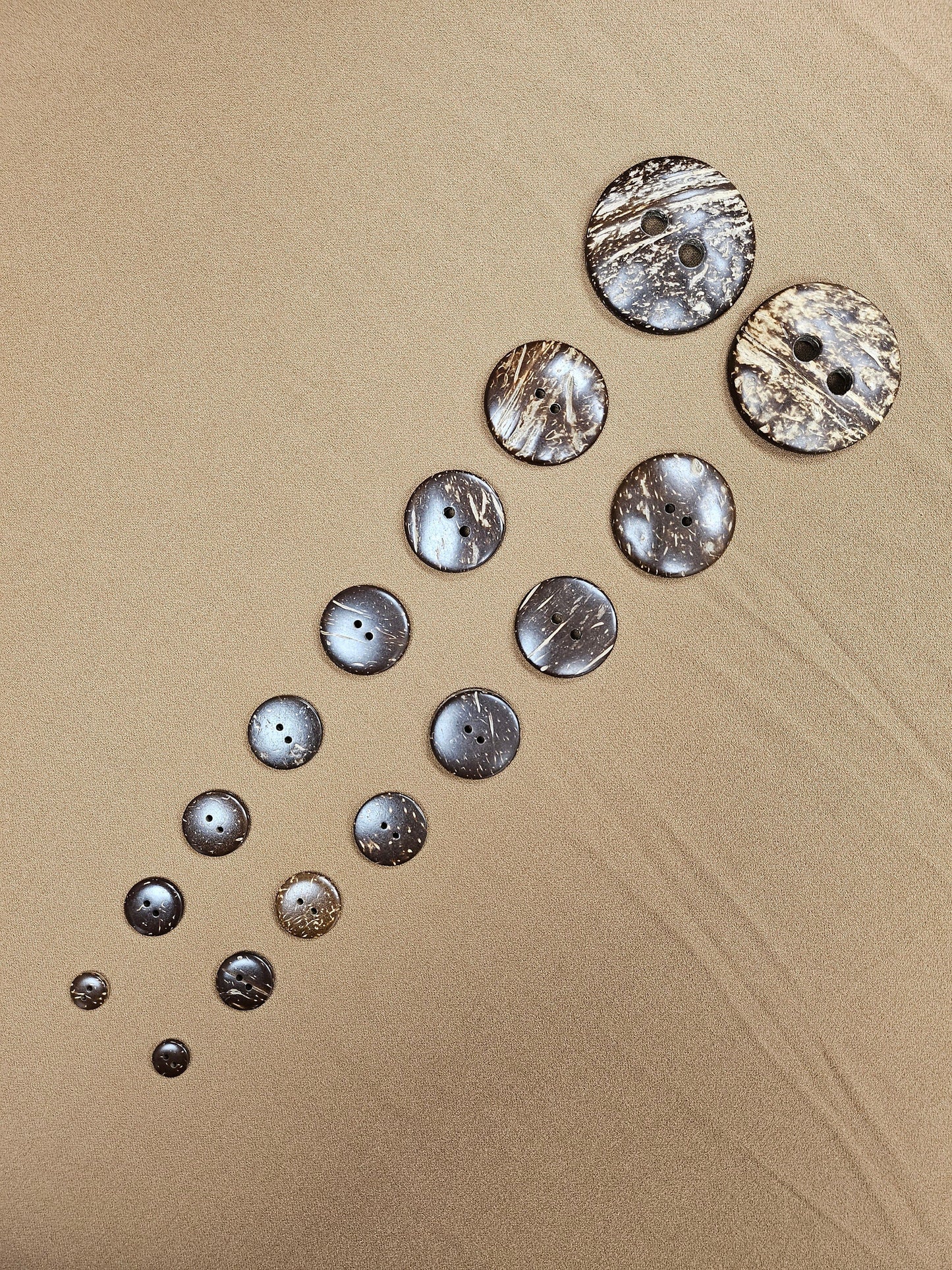 Coconut shell button, Natural coconut button, Two hole button, 12.5mm-50mm