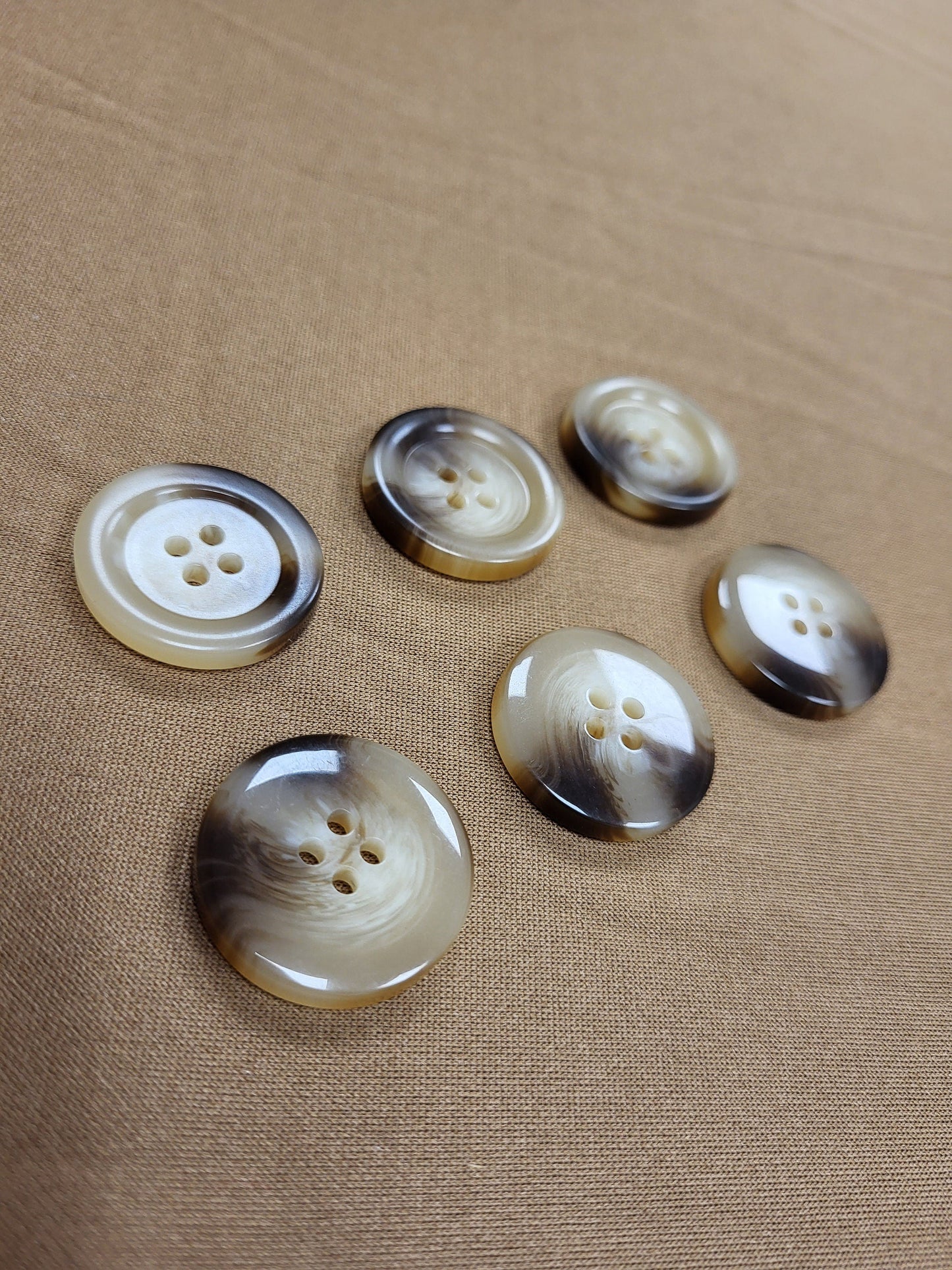 Horn buttons, 4 holes, 40L (25mm). coat button, buttons, marble buttons, mock horn button, jacket buttons, 4 hole button, brown button,