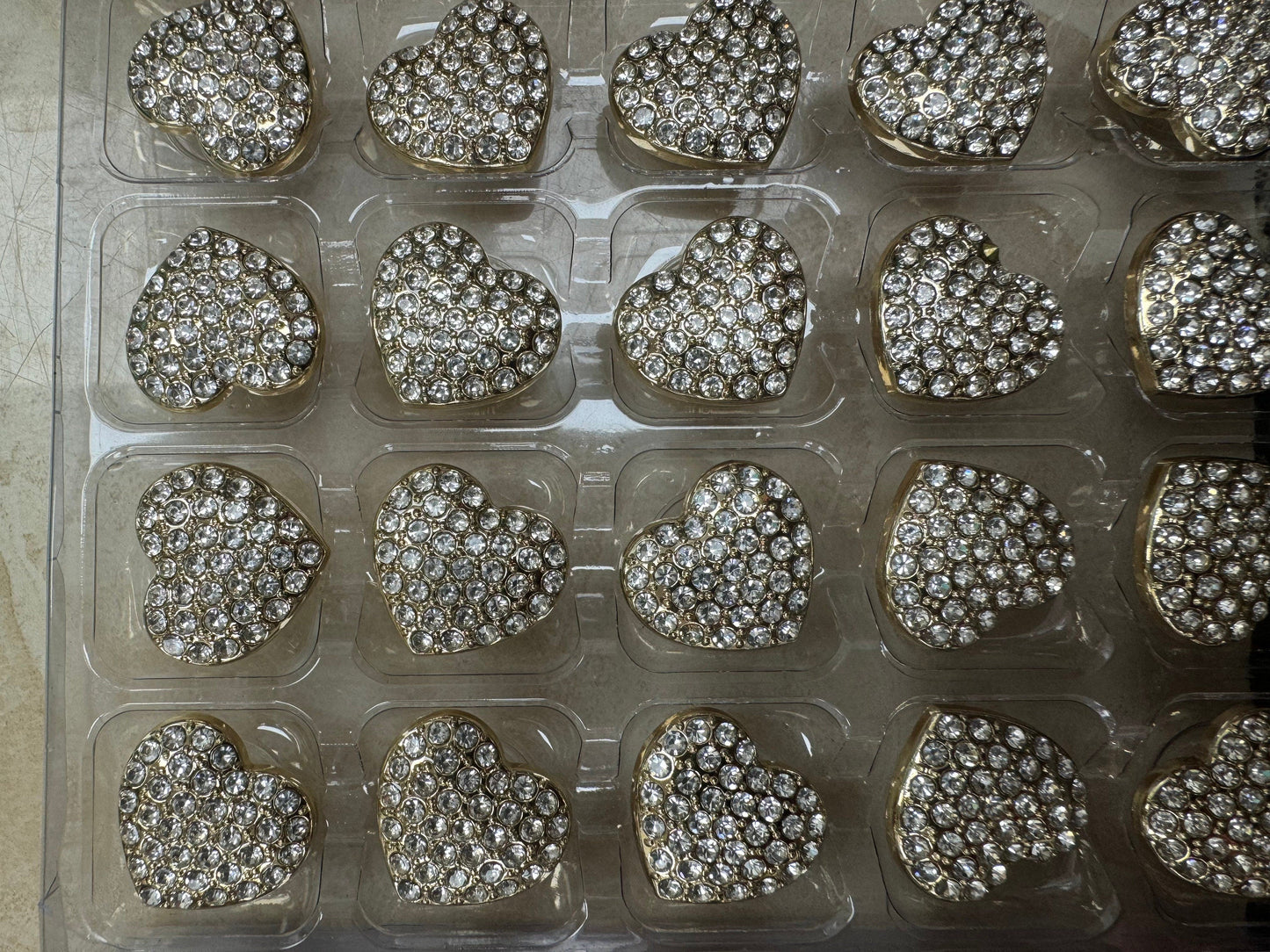 Diamante button, heart diamanté button, metal button, rhinestone heart button, buttons, gold buttons, heart buttons, buttons
