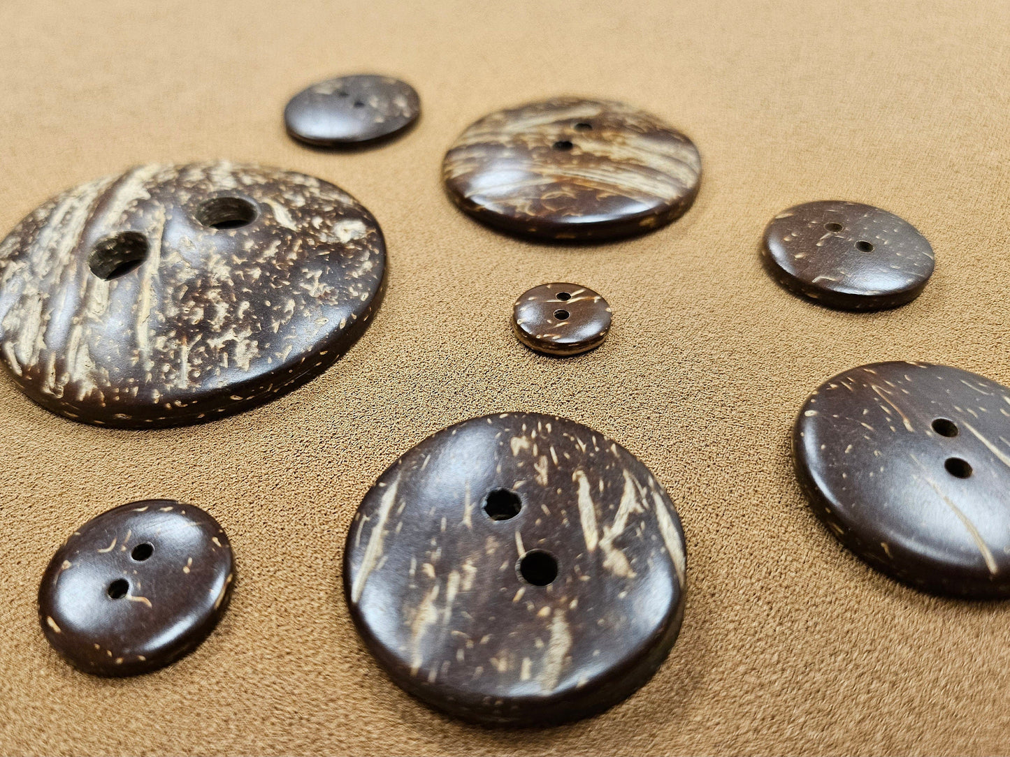Coconut shell button, Natural coconut button, Two hole button, 12.5mm-50mm