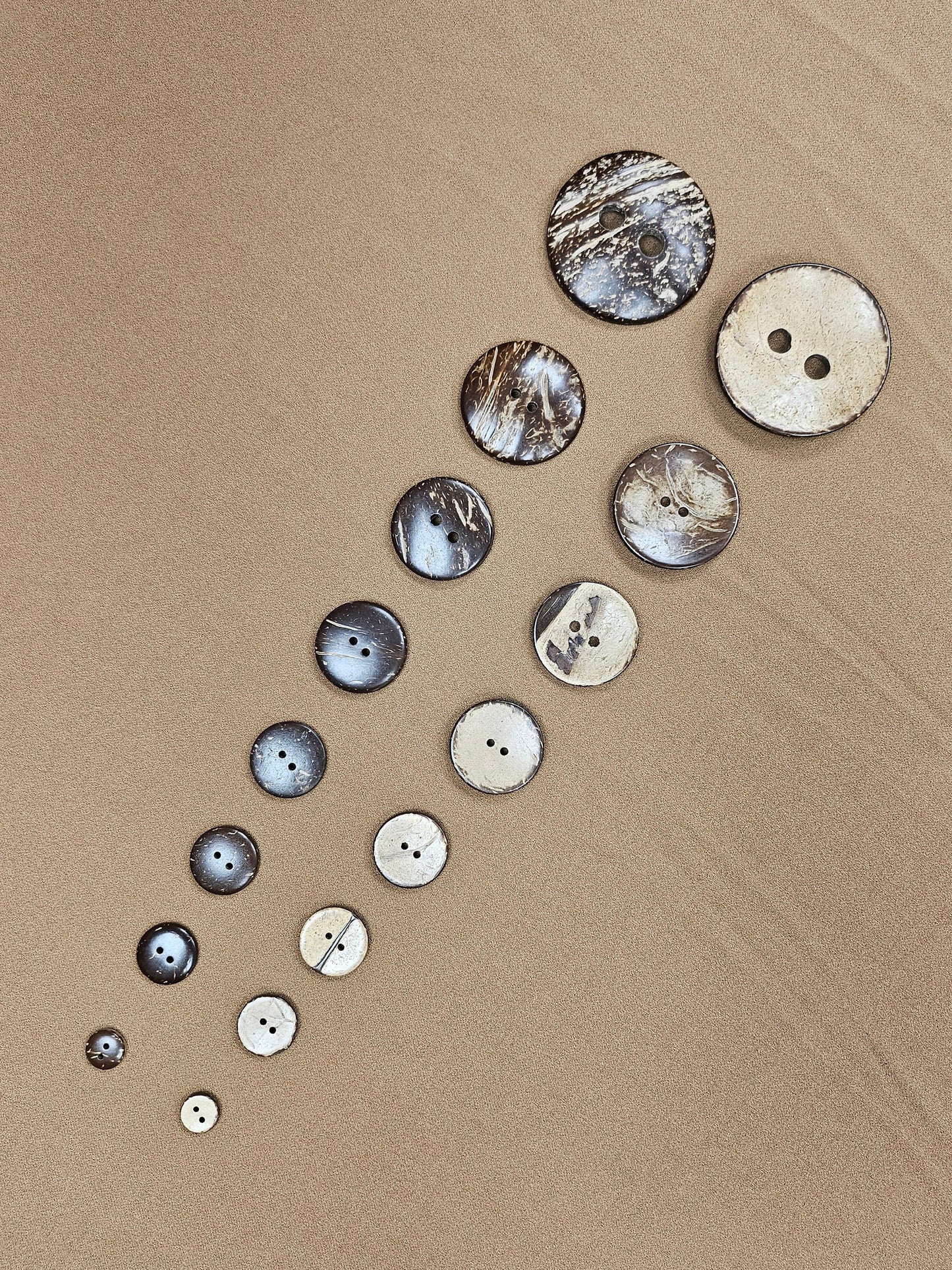 Coconut shell button, Natural coconut button, Two hole button, 12.5mm-50mm