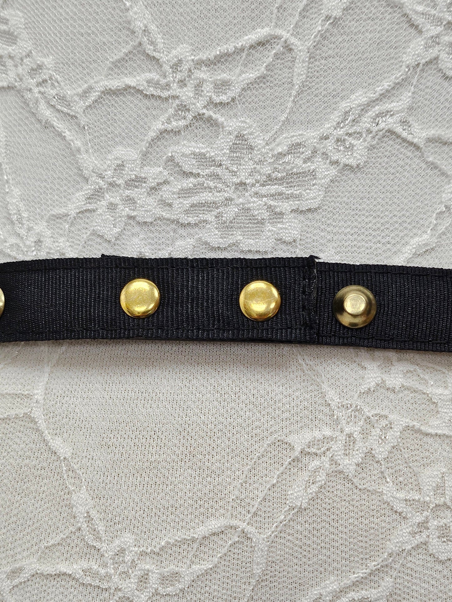 Studded belt, black belt, gold studs, punk aesthetic, snap fastening