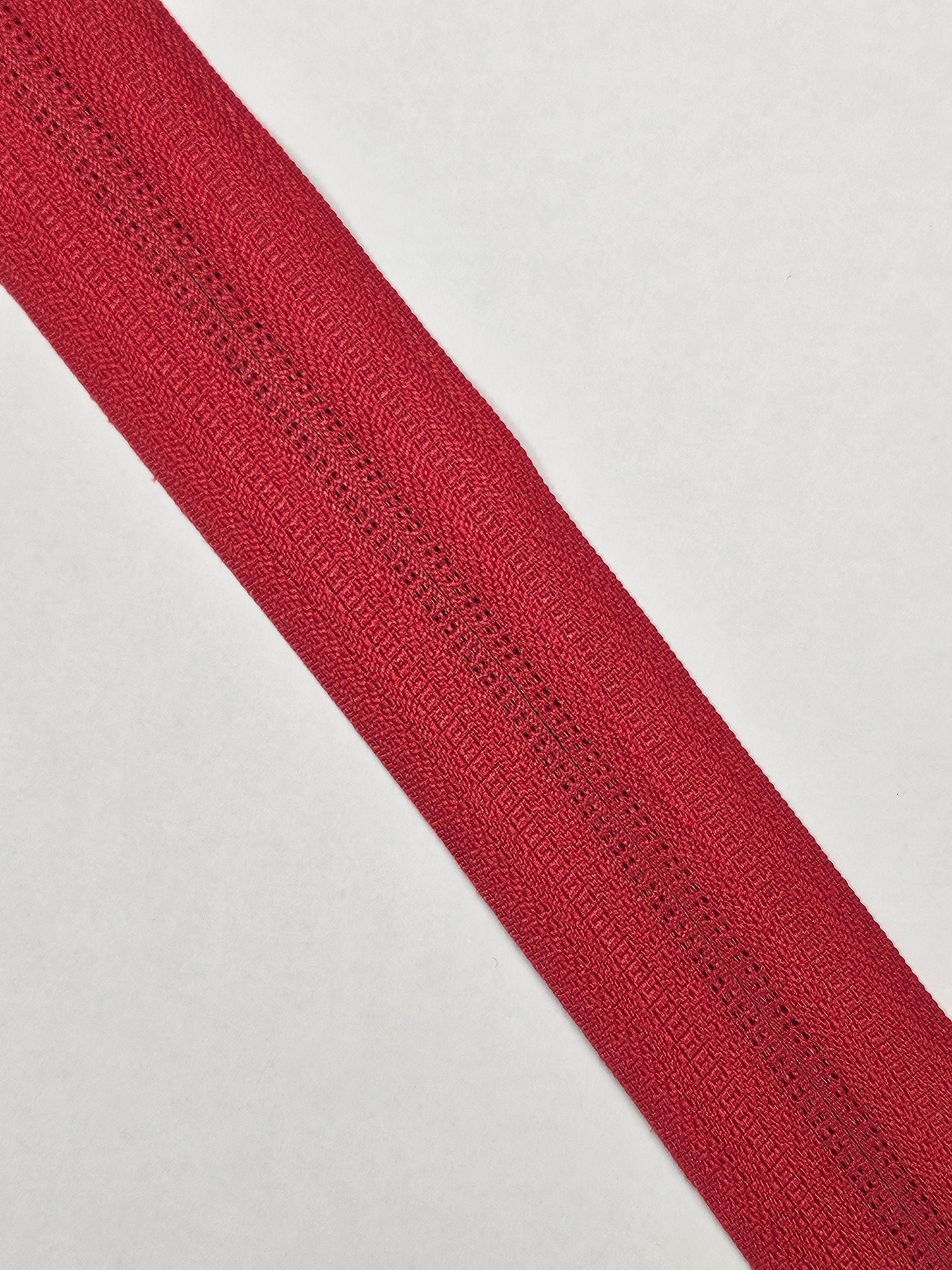 31" Open ended zip, Red Open Ended Zip, plastic teeth, metal slider/puller