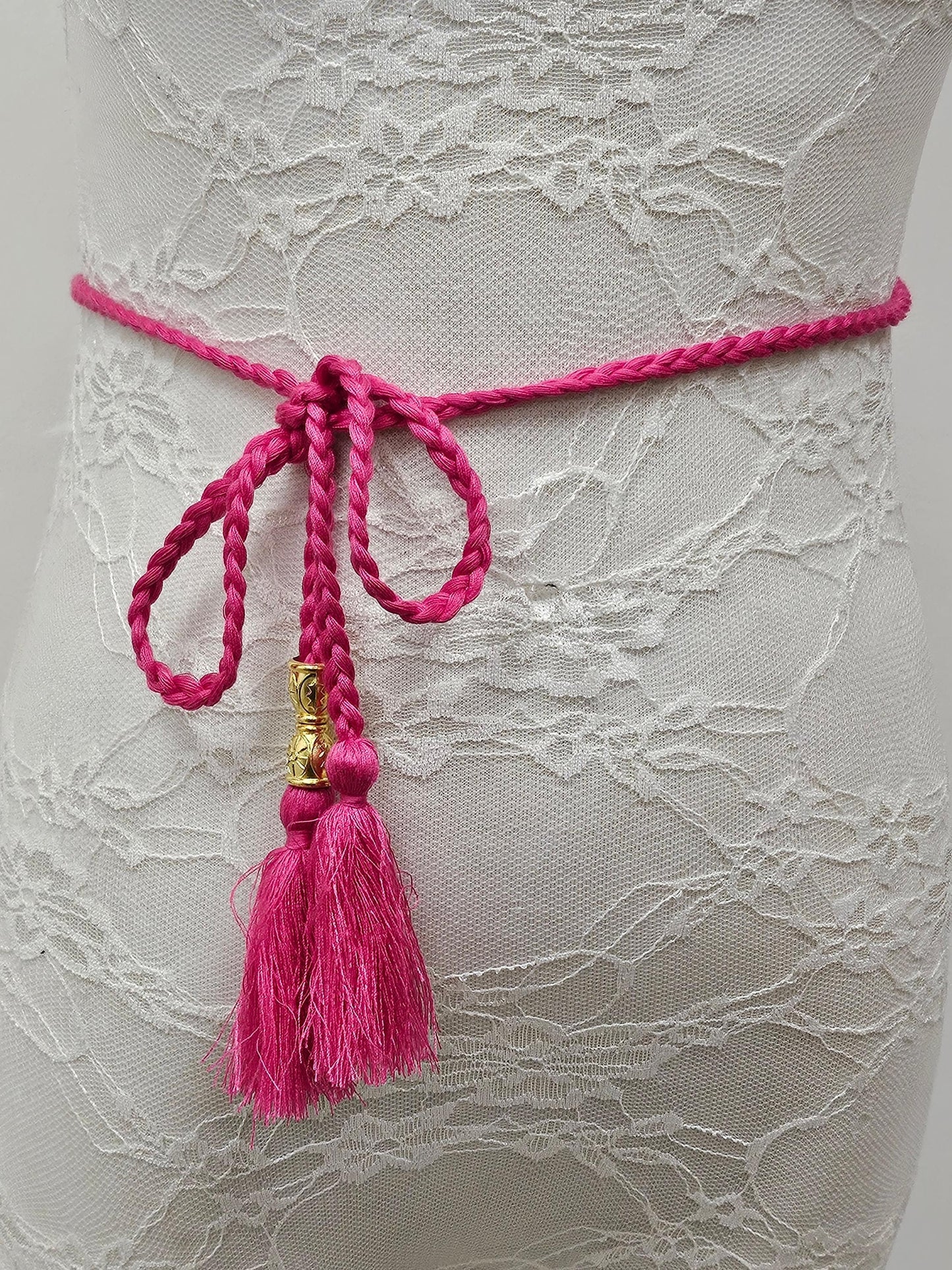 Braided tassels, braided belt, tassel belt, tassels, pink braids, pink tassels, plaited belt, pink belt, boho tassel belt, pink plaited belt