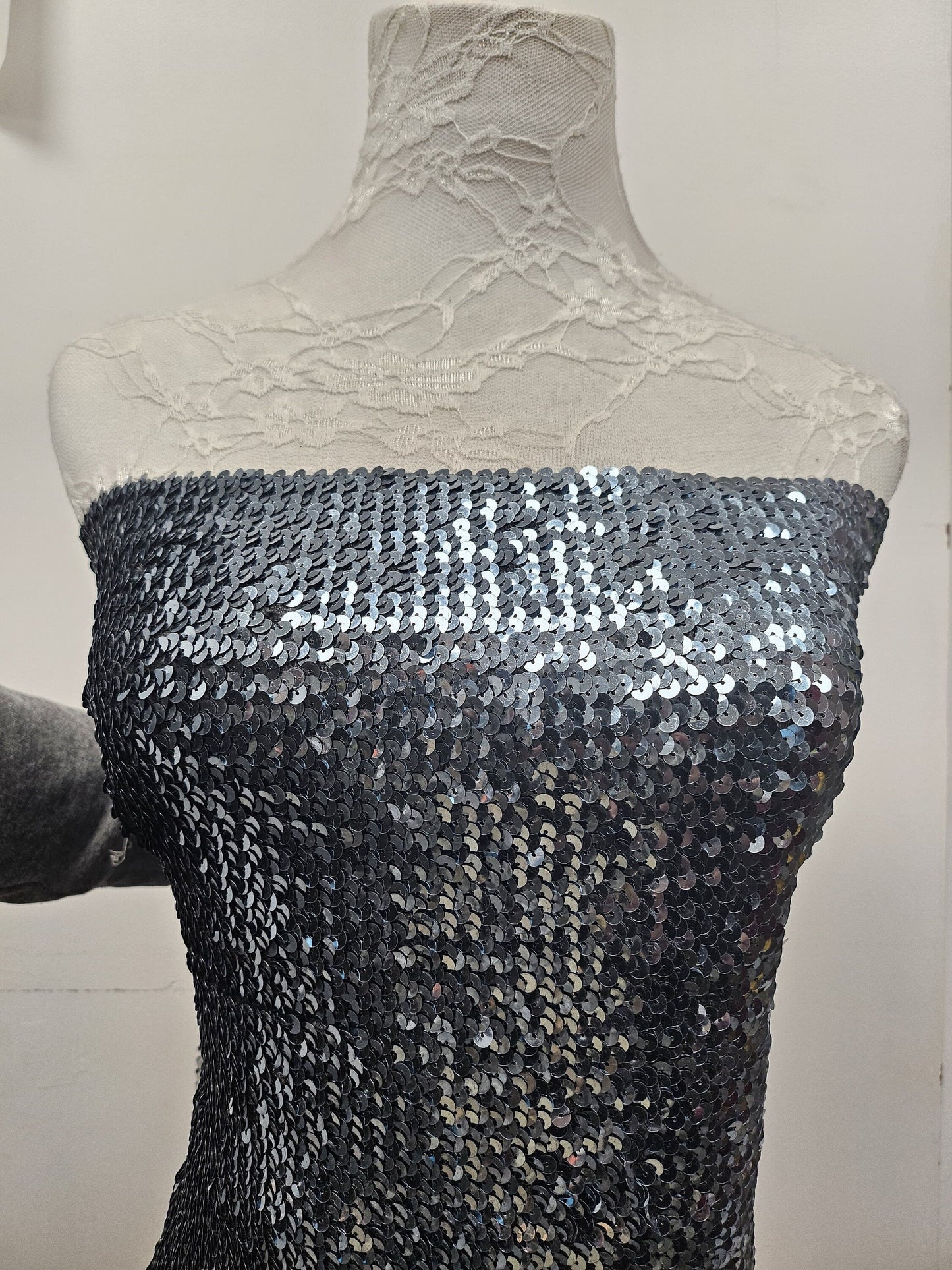 Sequin band, gunmetal band, stretch sequin band, sequin elastic band, grey sequin, sequin bodycon, sequins
