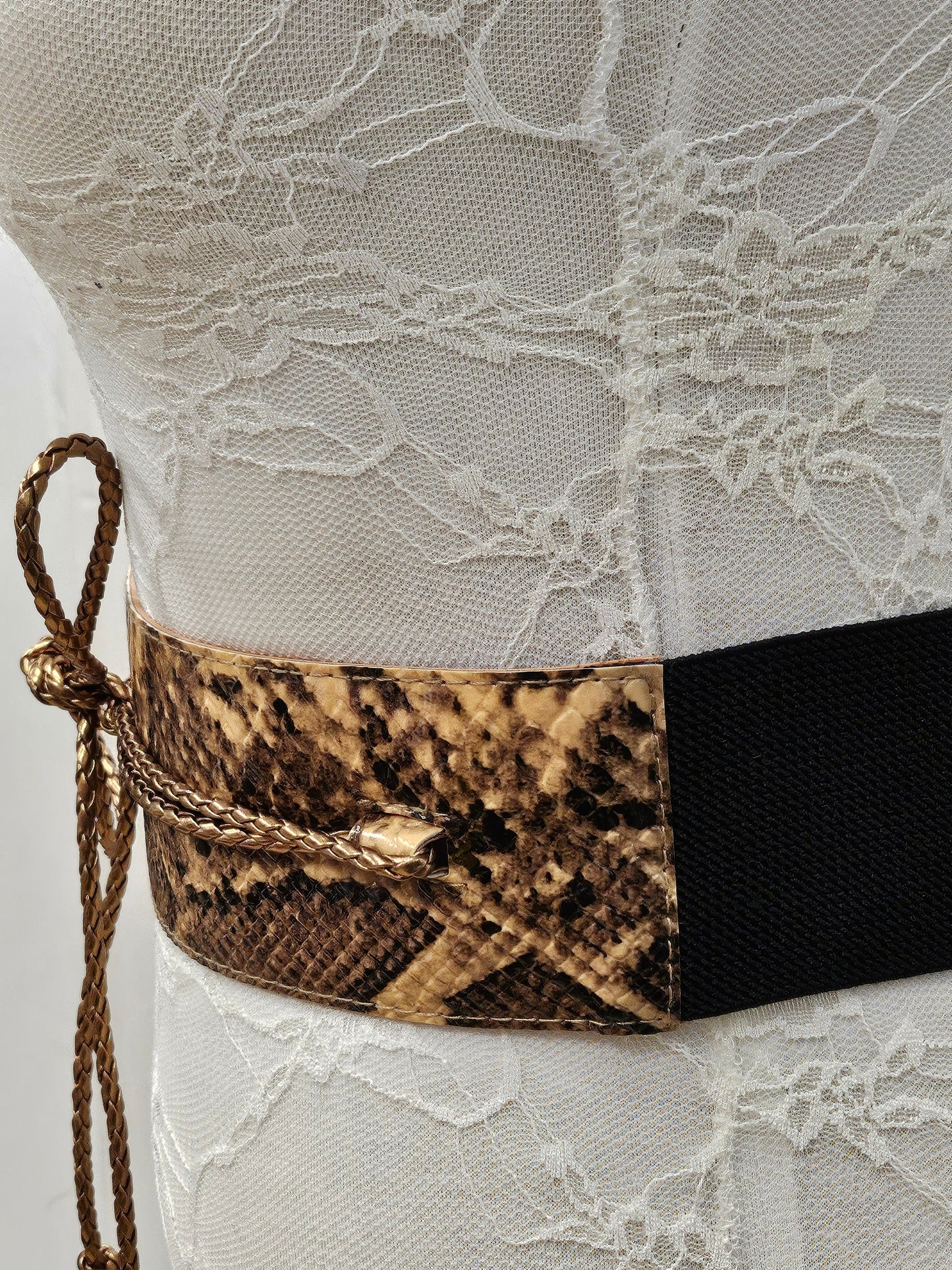 Faux reptile skin belt, Belt, braided strap, belt, elastic belt, fashion belt