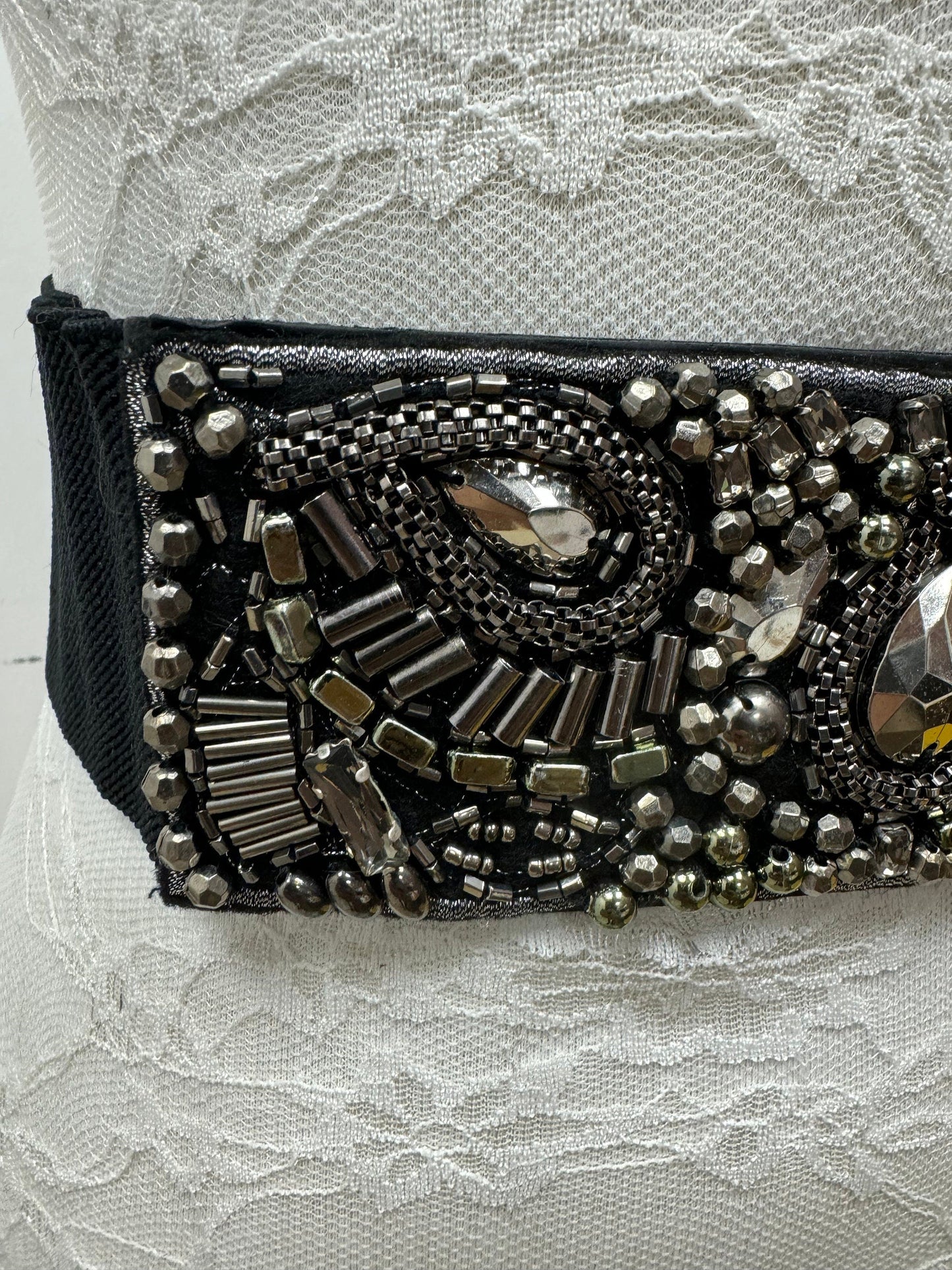 Beaded elastic belt, elastic belt, wide belt, Aztec belt