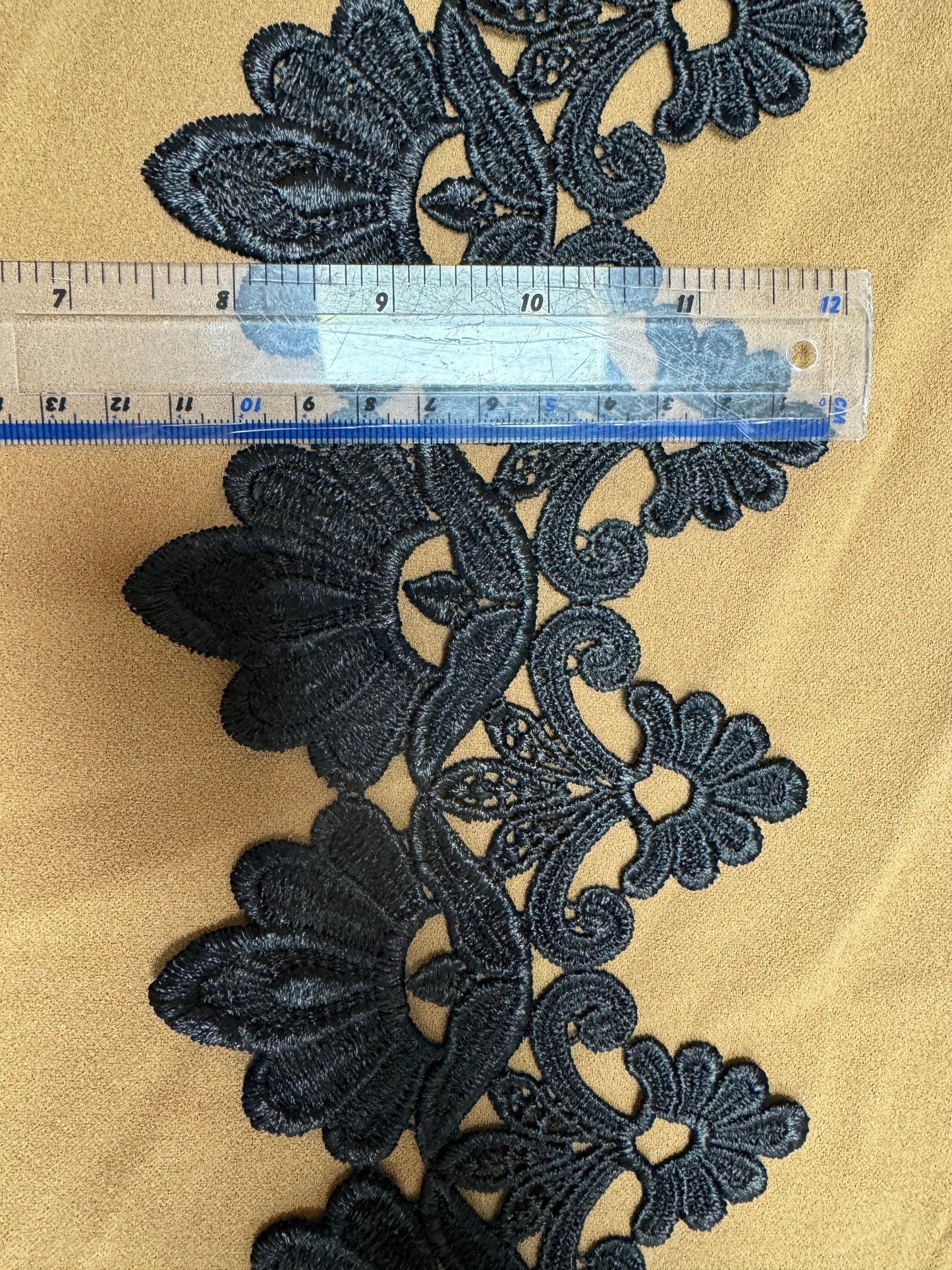 Polyester lace, shiny black lace, 12cm lace, cotton lace, black lace