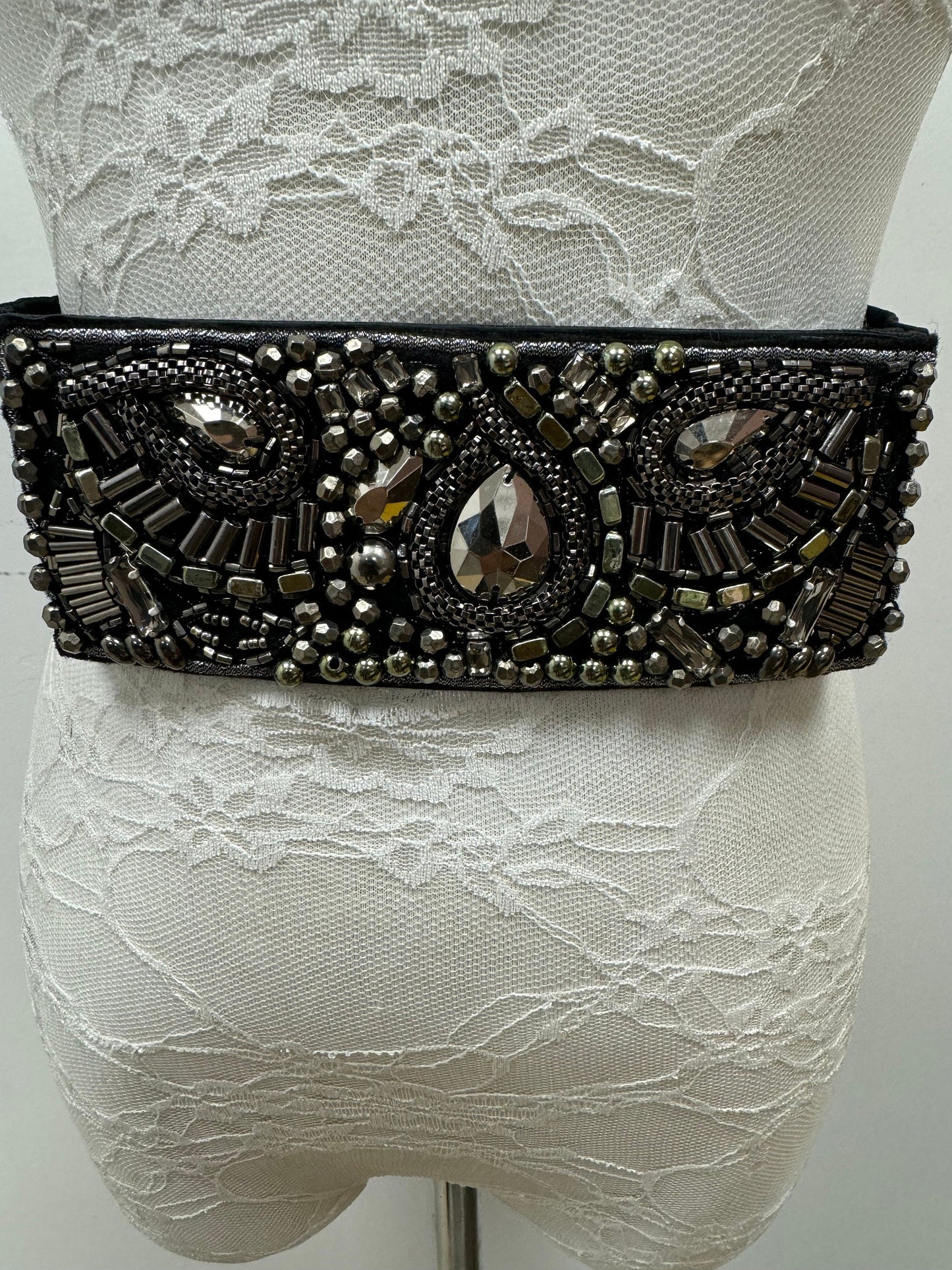 Beaded elastic belt, elastic belt, wide belt, Aztec belt