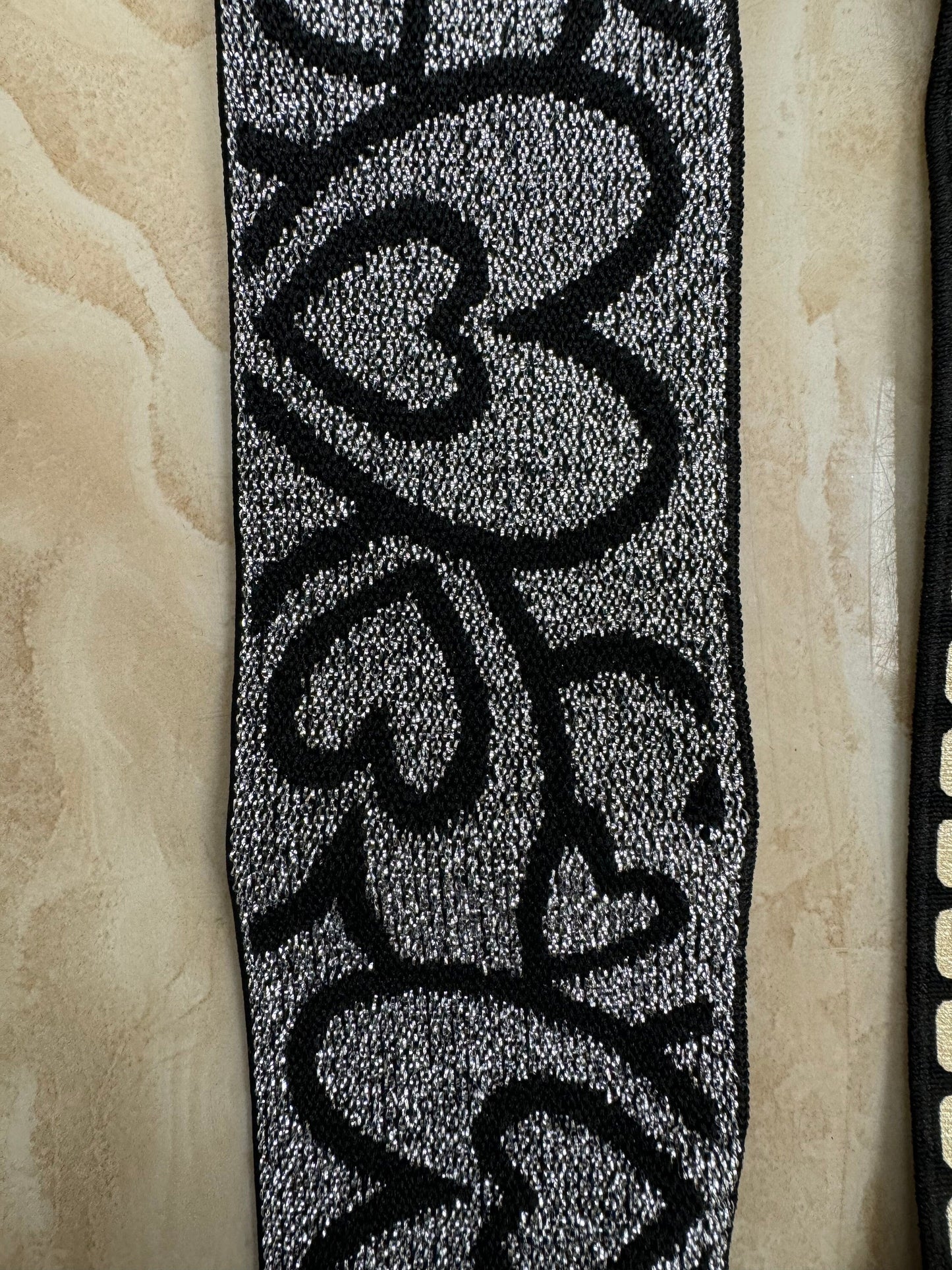 Elastic, stretch tape, fancy elastic, gold elastic, silver elastic, print elastic