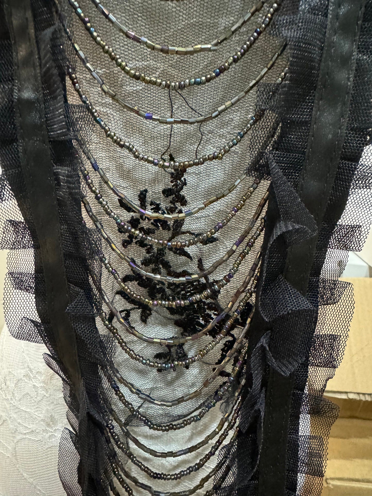 Lingerie trim, trim, lace trim, trimming, bead and lace trim, corset