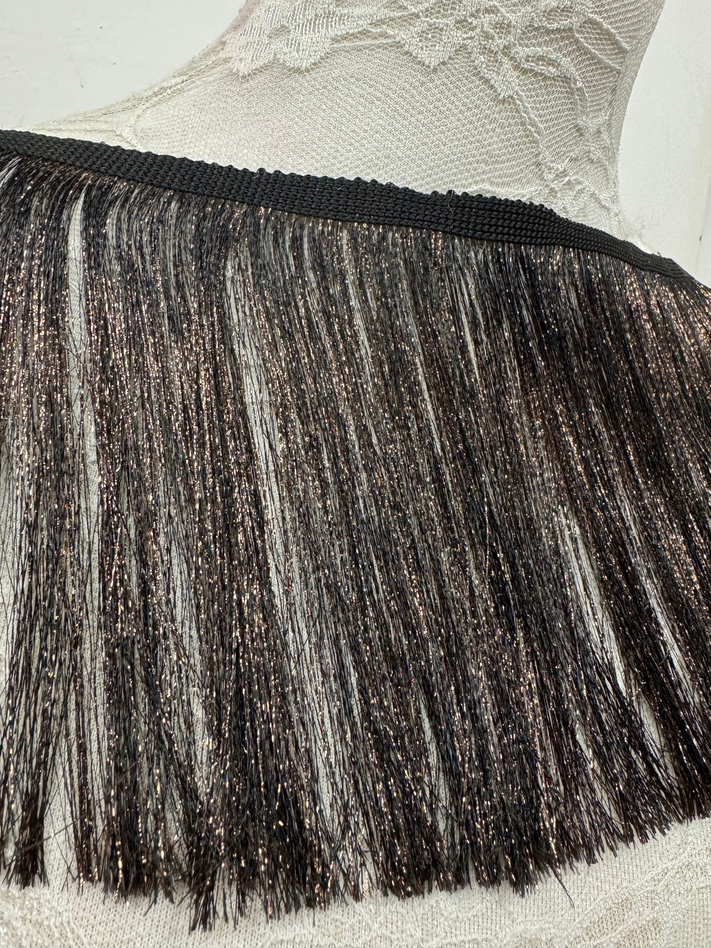 Bronze fringe, festival fringe, fringe, lurex fringe