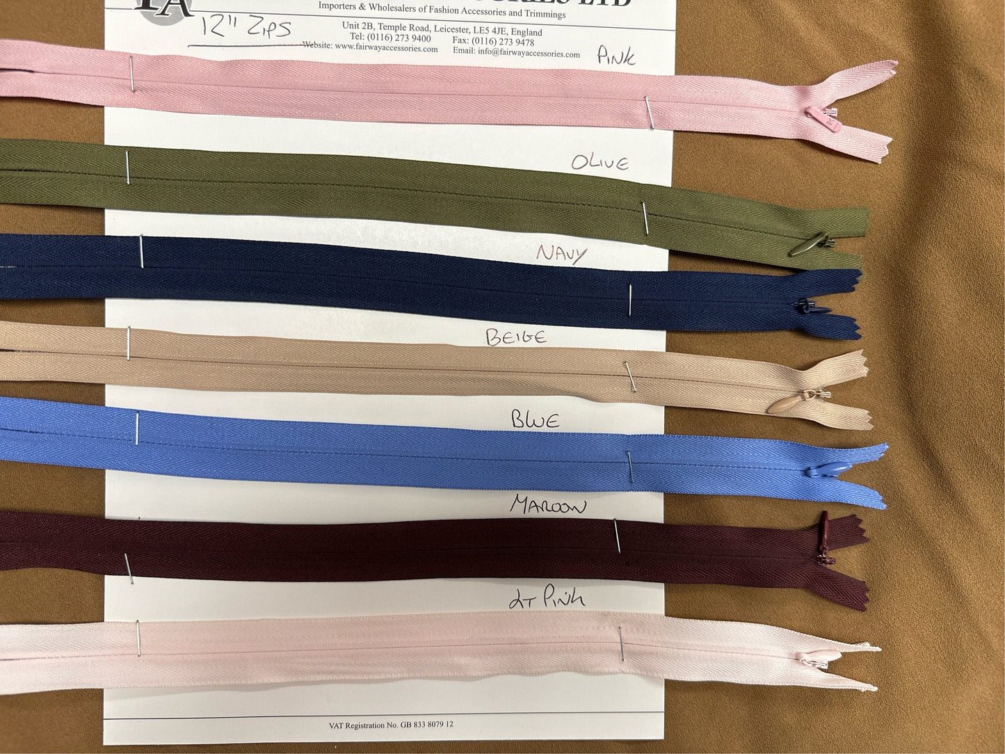 invisible zips, coloured zips, dress zips, cc4 zippers, concealed zips, 12" zips, 14" zips