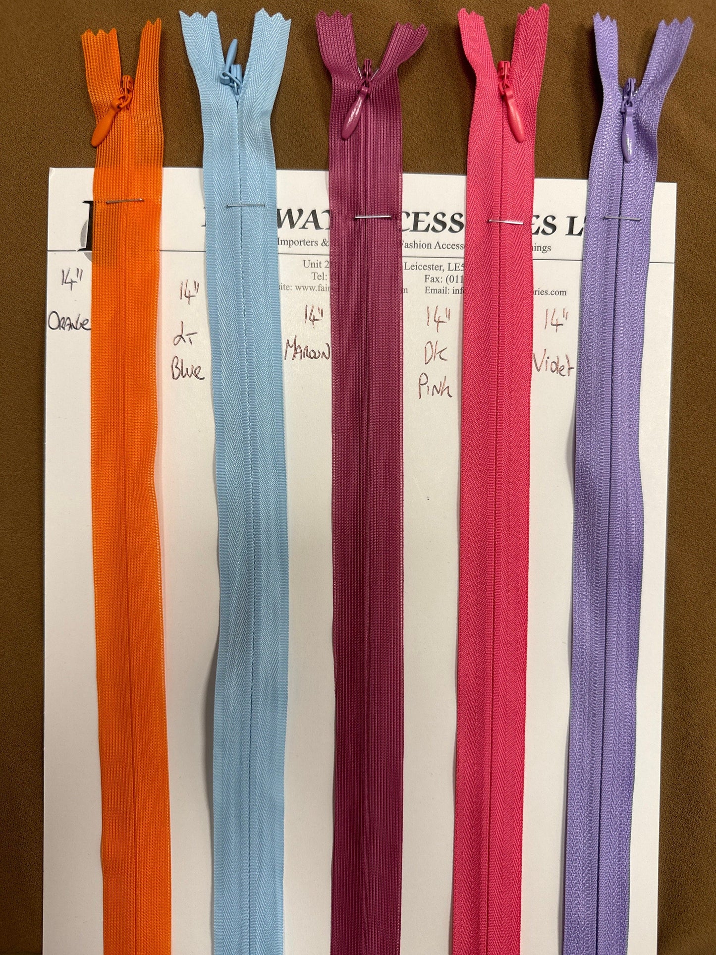 invisible zips, coloured zips, dress zips, cc4 zippers, concealed zips, 12" zips, 14" zips