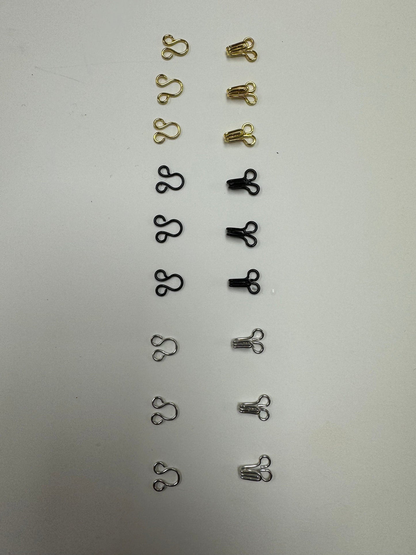 Hook and eye, hooks and eyes, fastening hook and eye, garment fastening, loose hook and eye