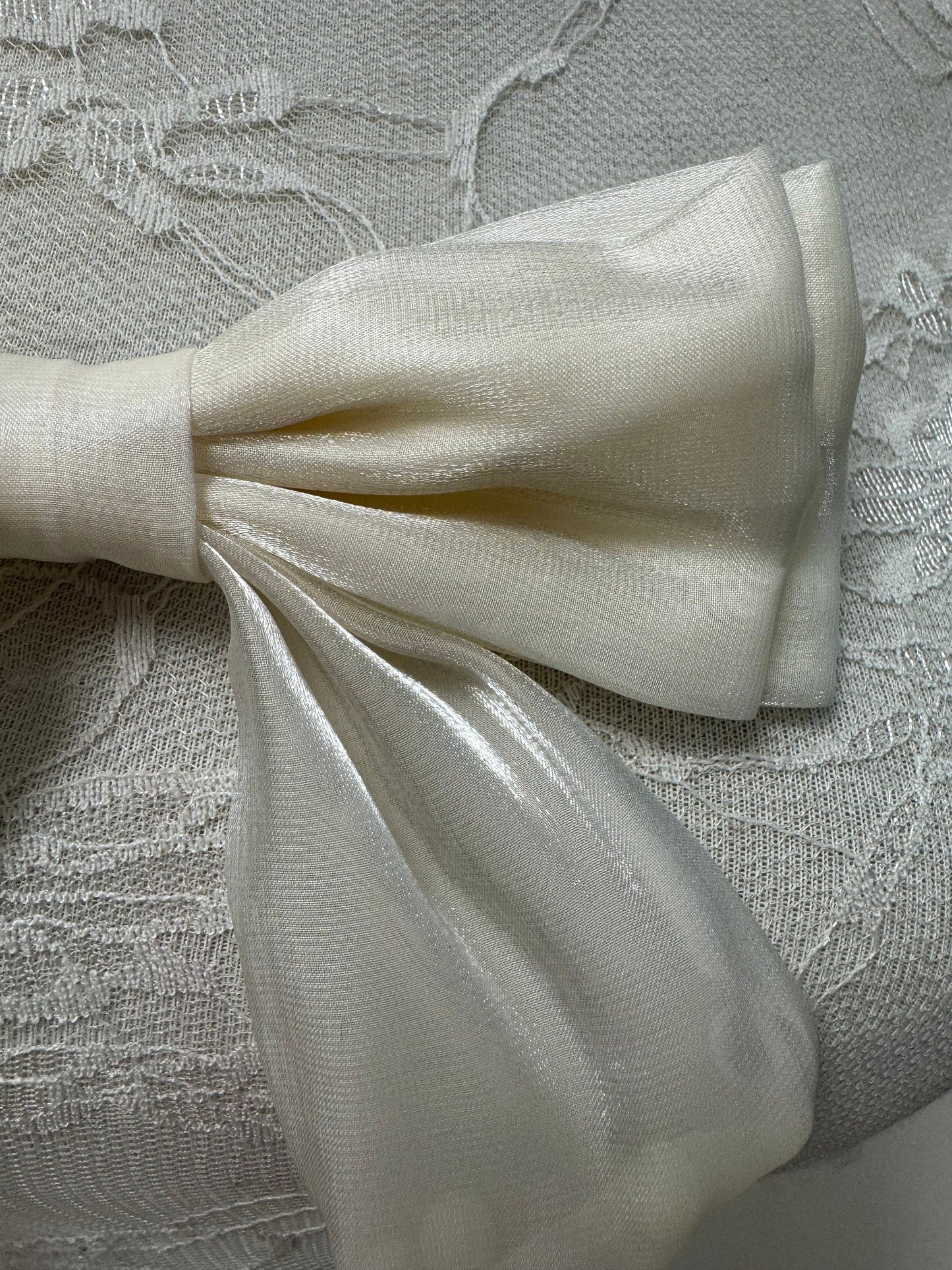 organza satin bow, bow, brooch bow, fabric bow, accessory, fashion bow, cream bow, bridal bow,