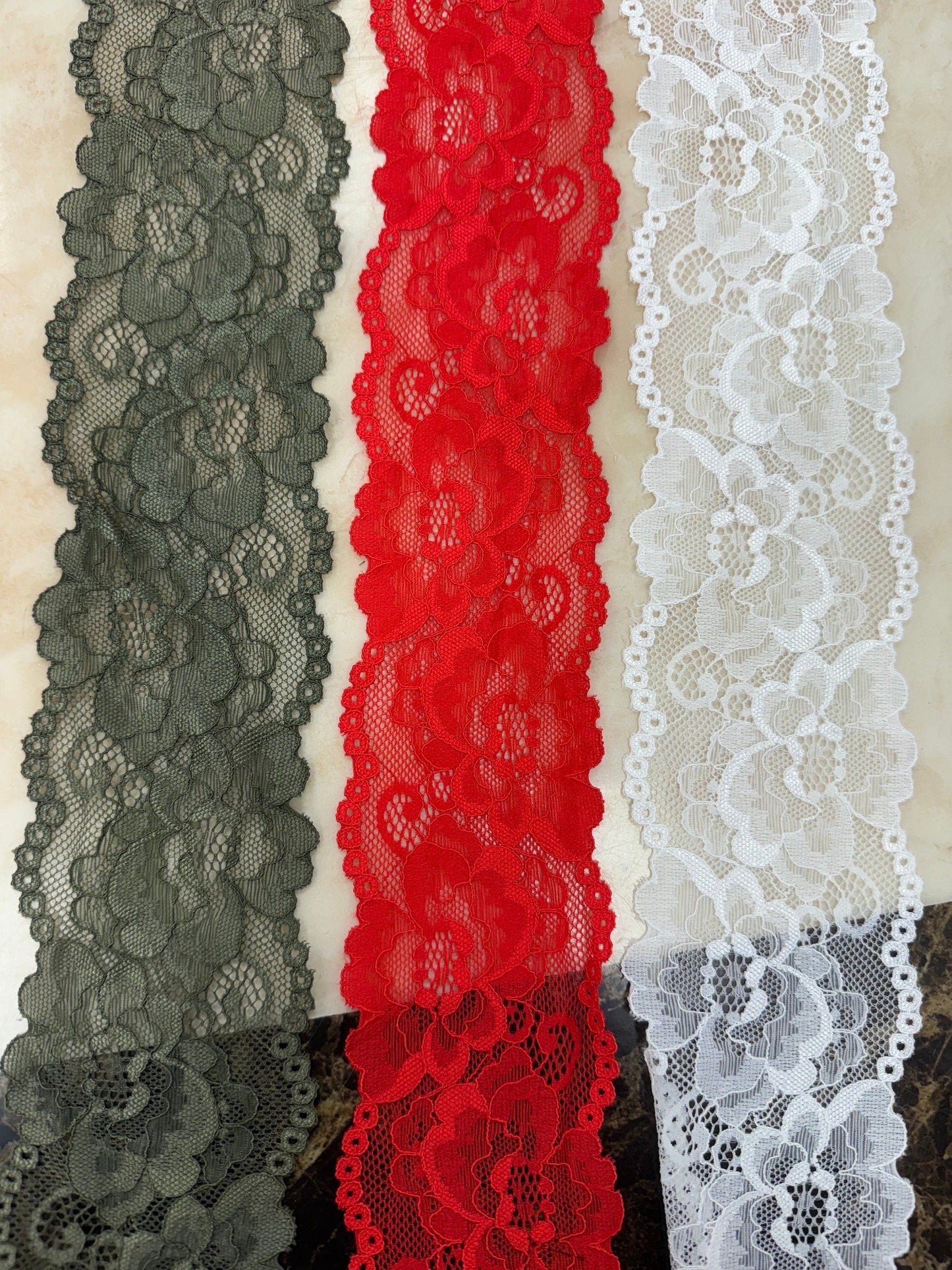 stretch lace, red lace, ivory lace, khaki lace? 7.5cm lace, lace, lingerie lace