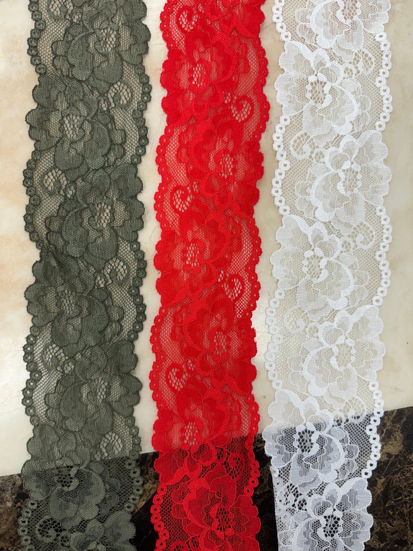 stretch lace, red lace, ivory lace, khaki lace? 7.5cm lace, lace, lingerie lace