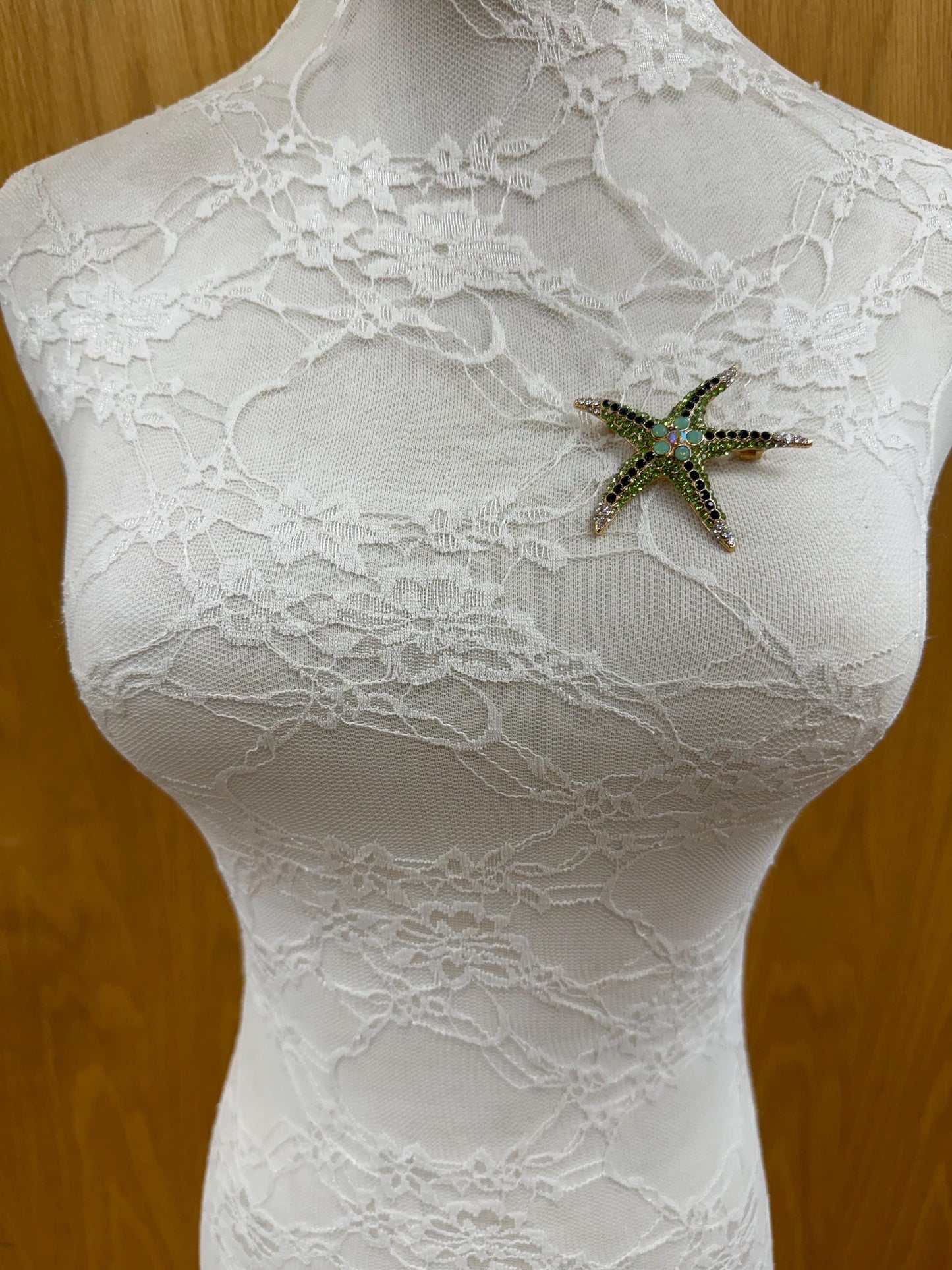 starfish brooch, green brooch, exclusive brooch, swimwear brooch