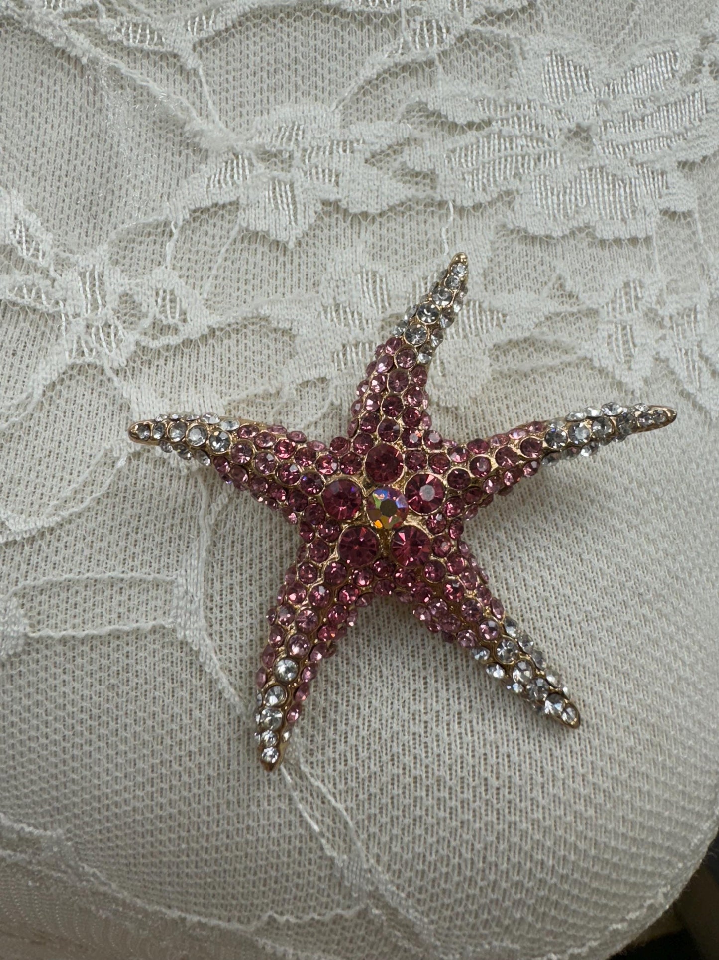 brooch, jewel brooch, diamanté brooch, starfish brooch, sarong pin, sarong brooch