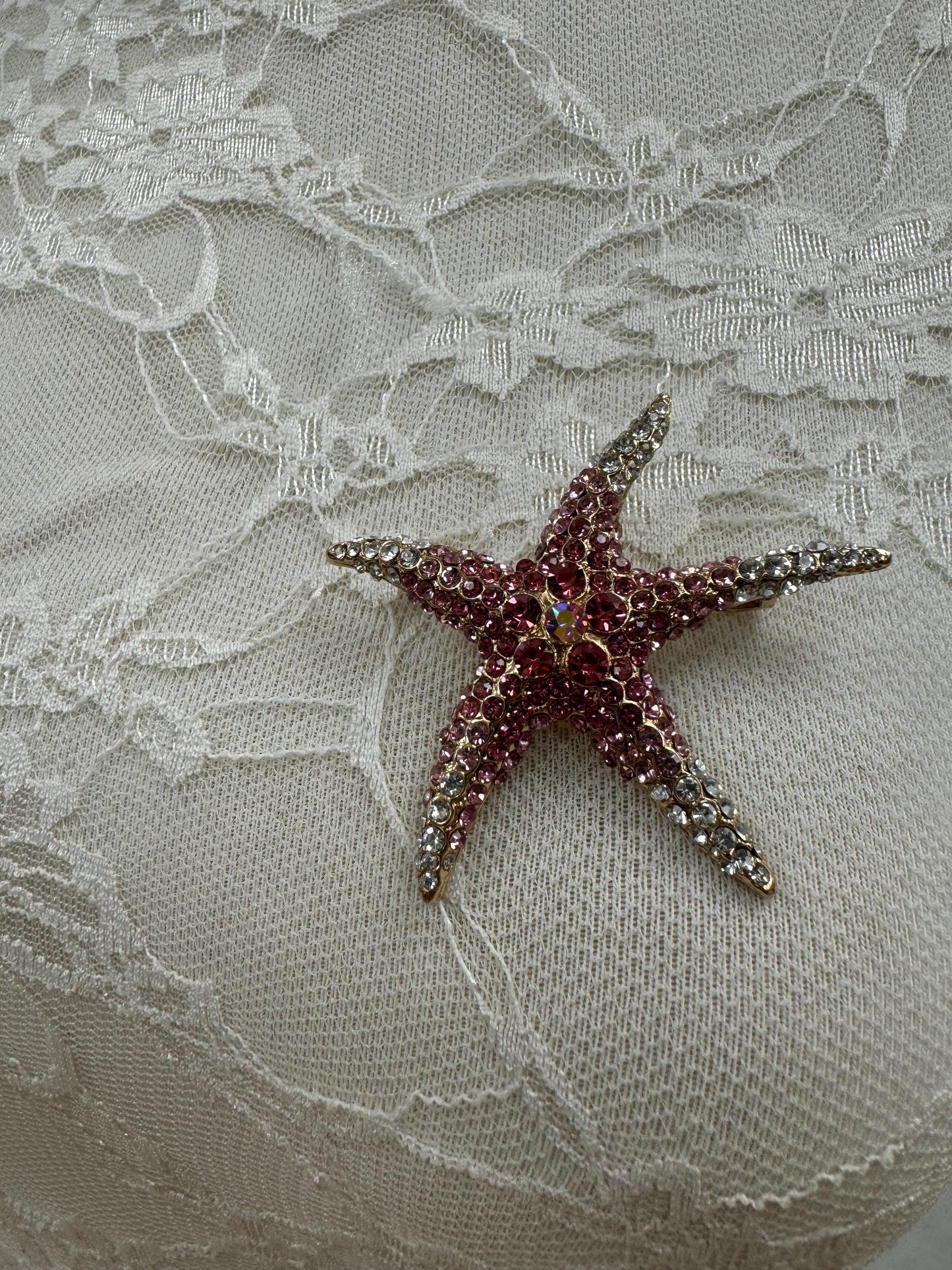 brooch, jewel brooch, diamanté brooch, starfish brooch, sarong pin, sarong brooch