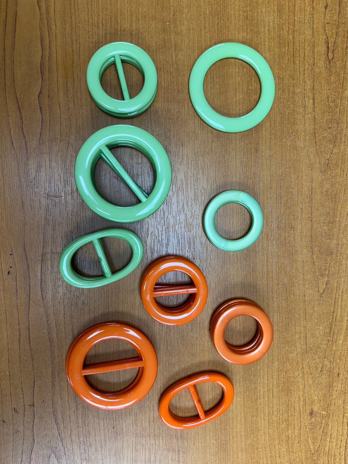 buckles, orange buckles, sage buckles,