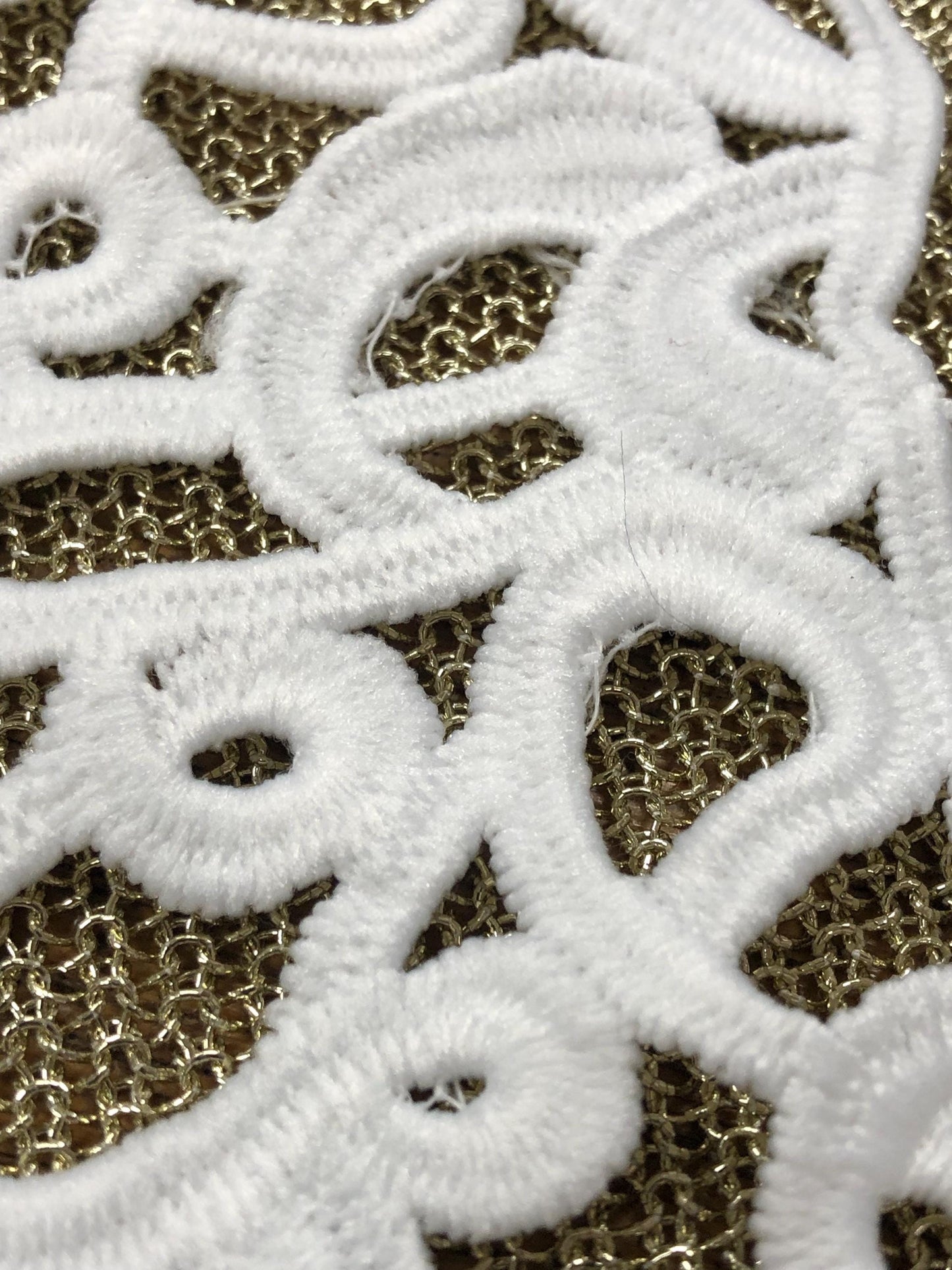 neck trim, cotton appliqué, white neck lace