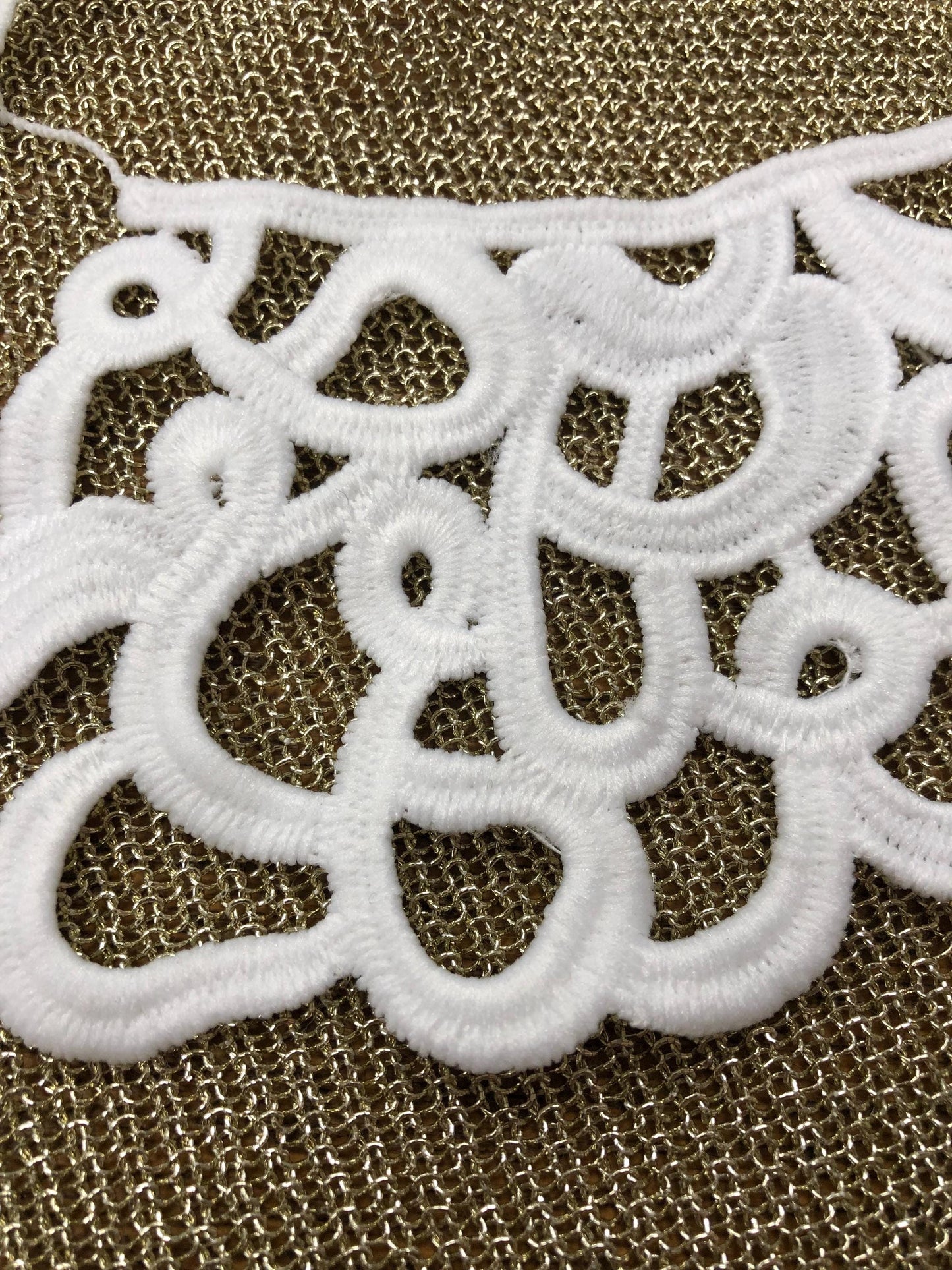 neck trim, cotton appliqué, white neck lace