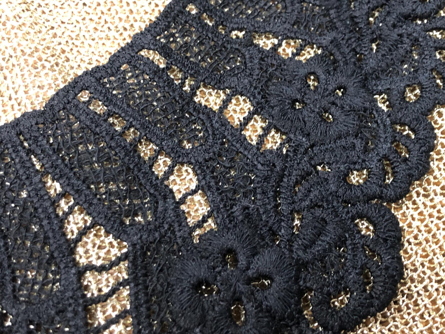 neck trim, lace appliqué, black cotton trim, neck accessorie