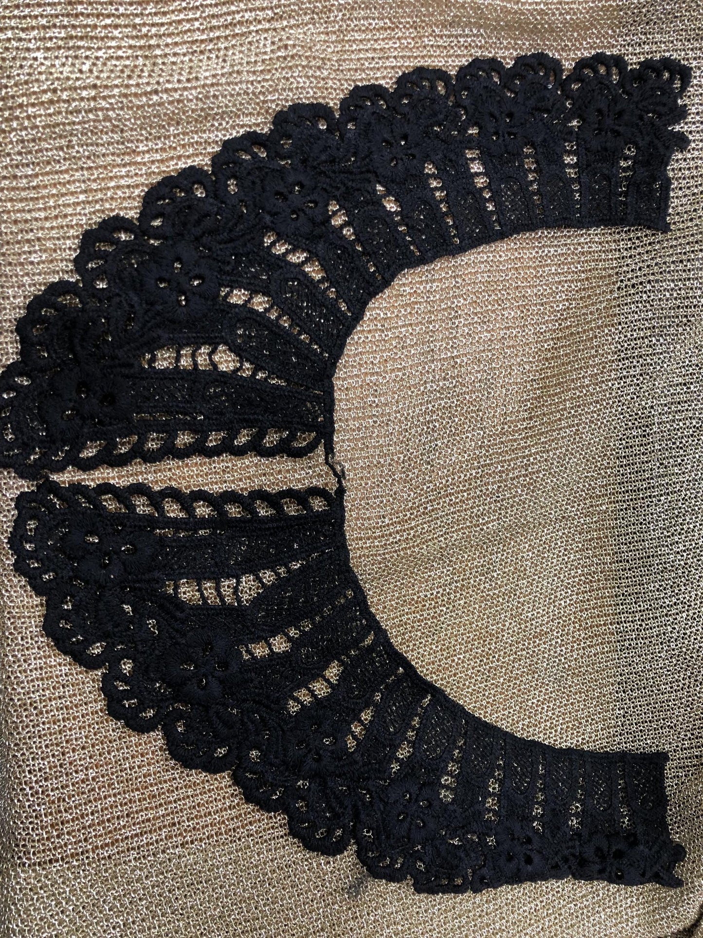 neck trim, lace appliqué, black cotton trim, neck accessorie