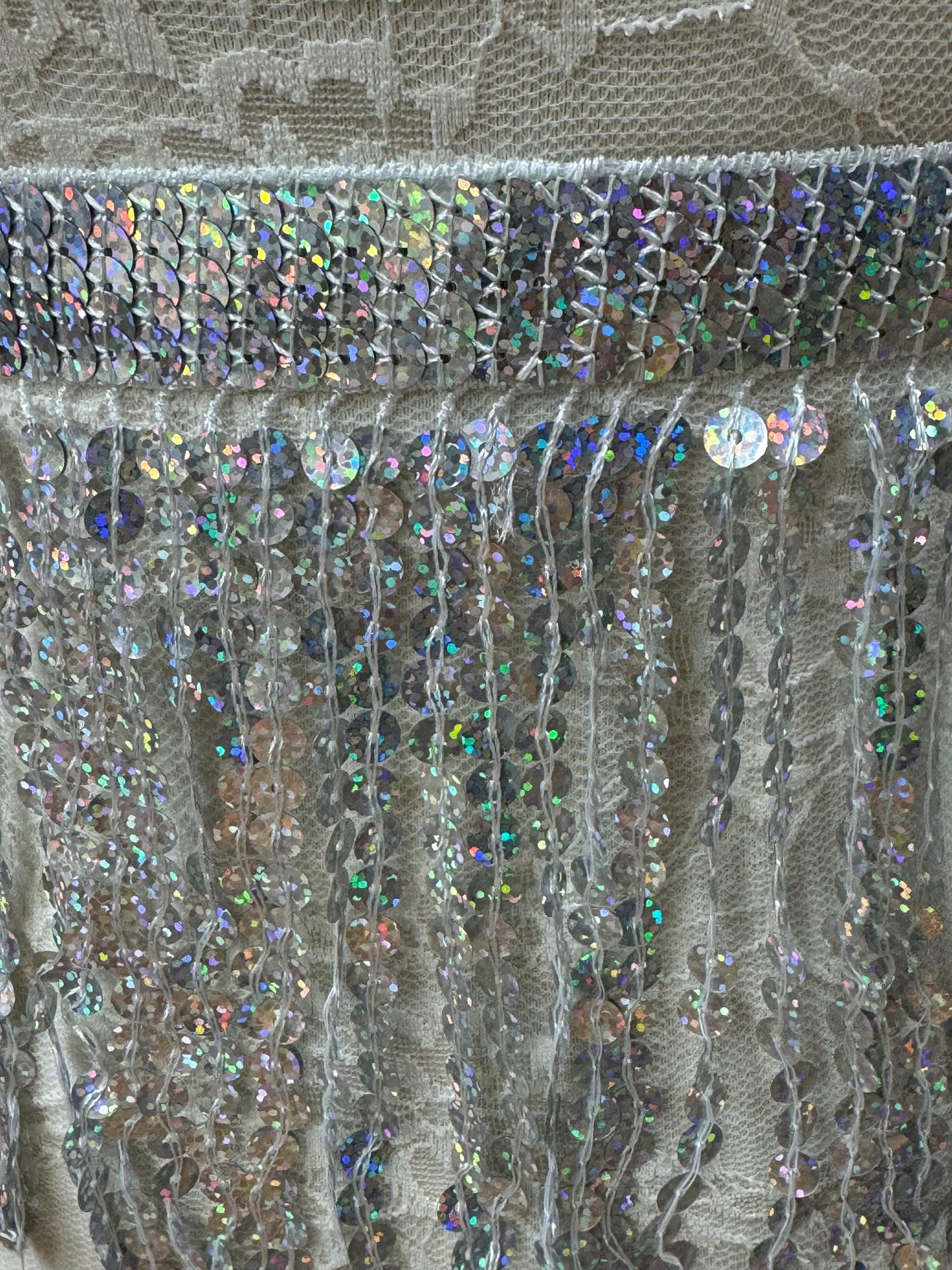 sequin fringe, fringe, party fringe, rainbow fringe, silver fringe