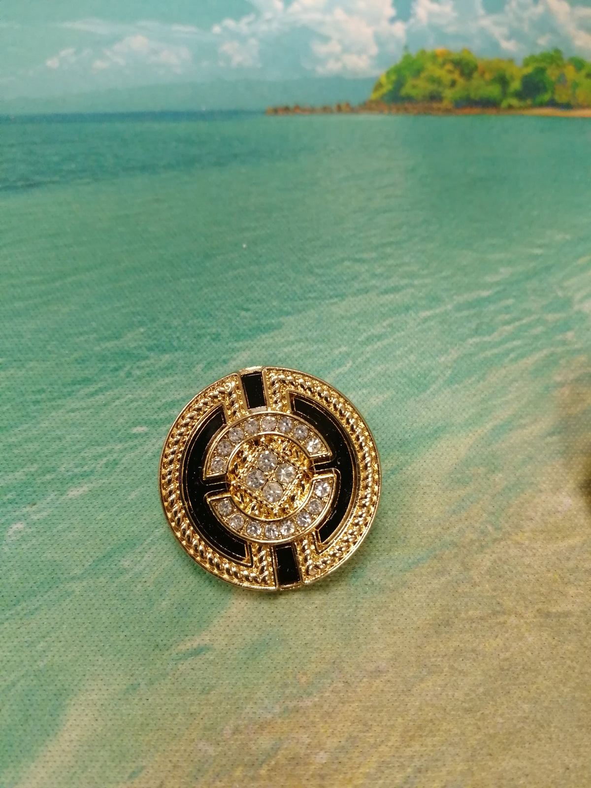 Three Different Diamante Round Shank Buttons