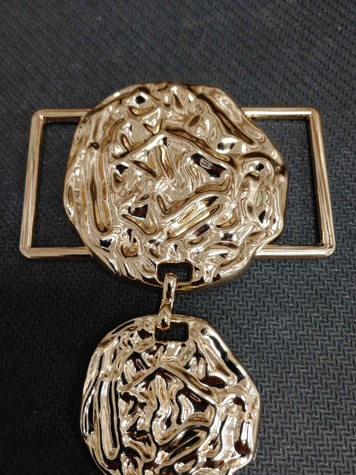 Hammered Round, odd buckle, hammered face buckle, buckles, swimwear buckle, fashion buckle, gold buckle, Large