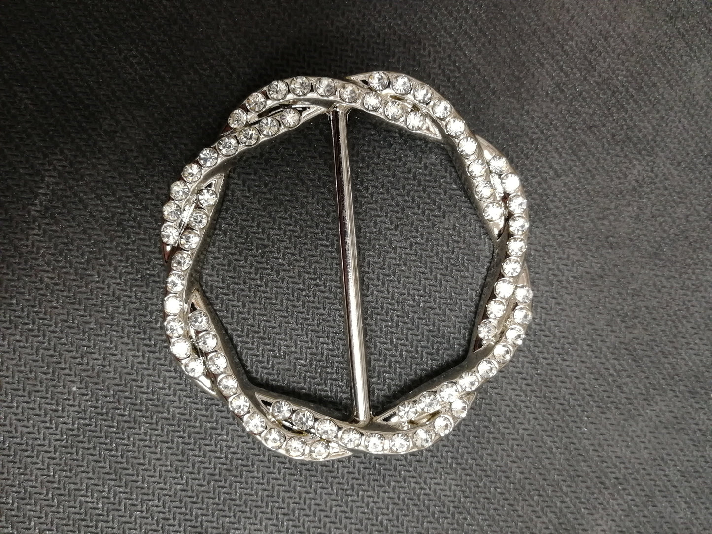 Silver Round Diamanté Rhinestone Metal Buckle, Decorative Buckle, Metal Buckle, Diamanté Buckle