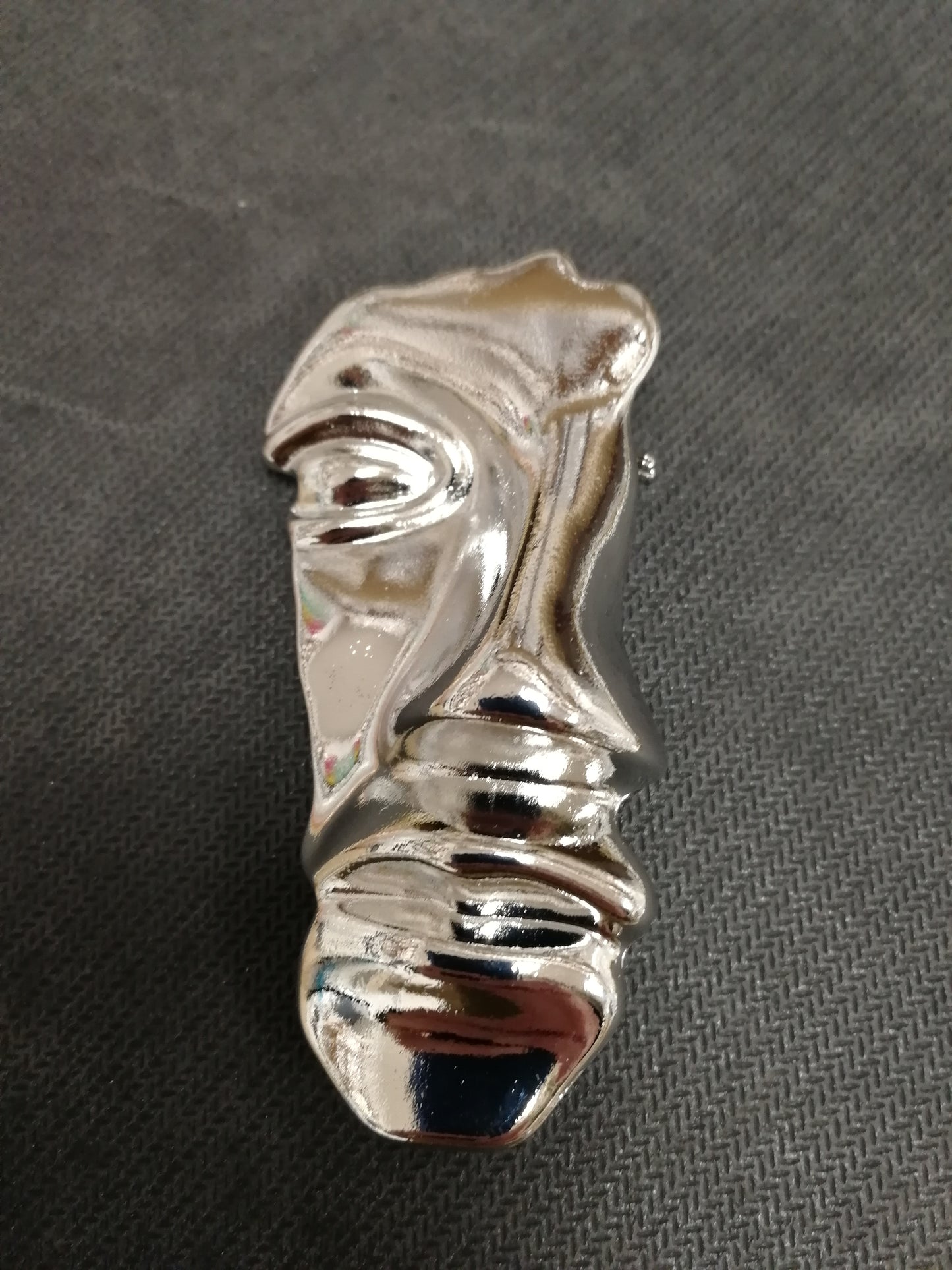 face brooch, Greek brooch, art brooch, Matt gold brooch,