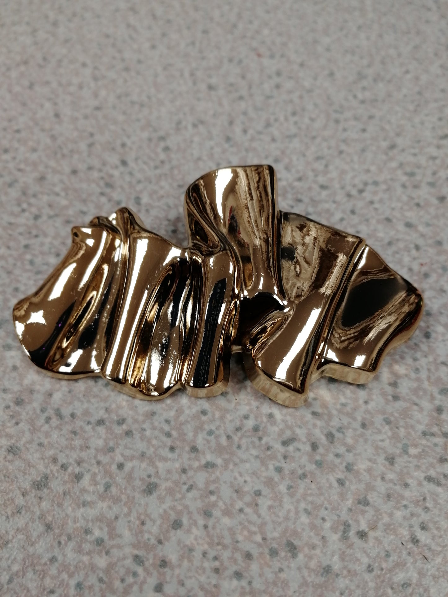 Gold Misshaped brooch, hammered brooch, shaped brooch, fashion brooch