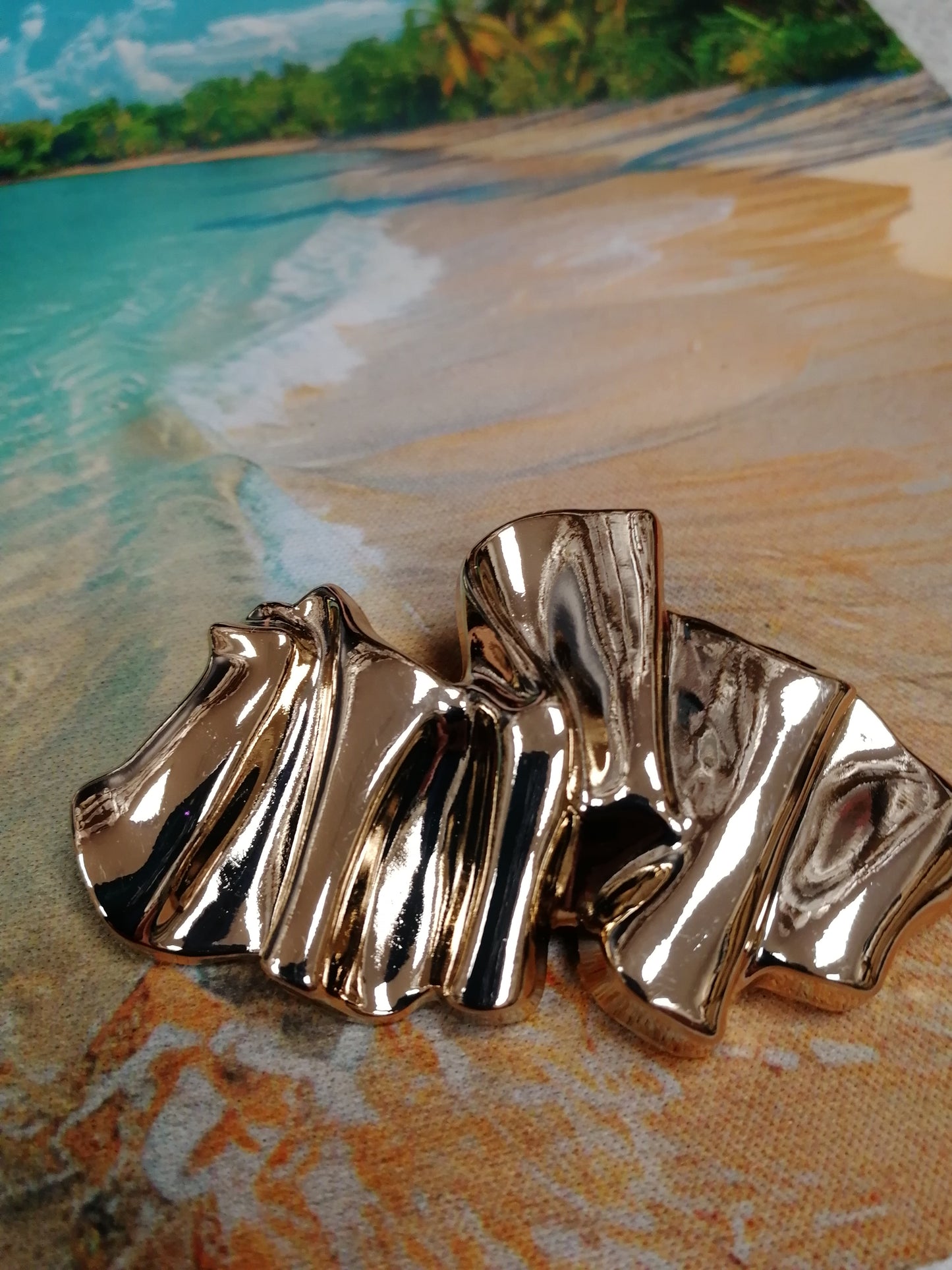 Gold Misshaped brooch, hammered brooch, shaped brooch, fashion brooch