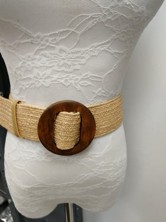 Elasticated Raffia Belt with Wicker style buckle, stretch belt, elastic belt, vintage belt, boho belt, straw belt, Raffia belt