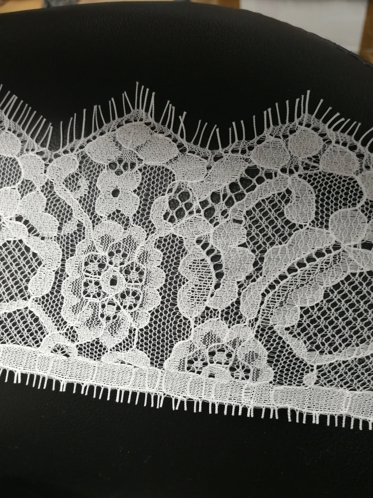 Delicate Black Eyelash Lace Trim 8.5cm wide, lace, rigid lace, eyelash, lingerie lace, tops, dresses, clothing