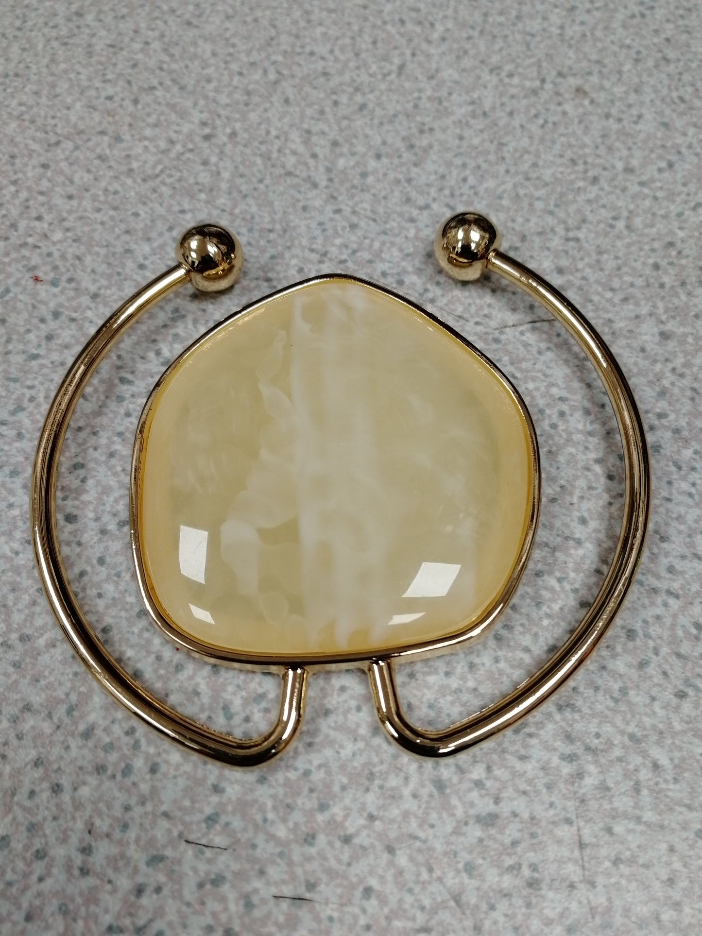 Large Cream Stone Buckle, Gold Buckle, Buckle, Bulldog Buckle