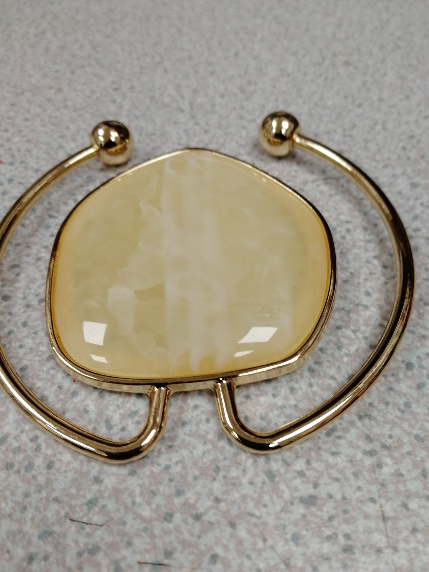 Large Cream Stone Buckle, Gold Buckle, Buckle, Bulldog Buckle